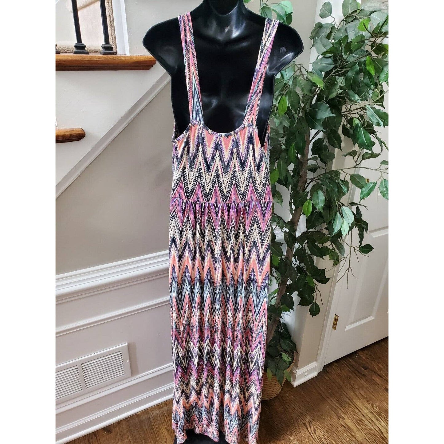 Love Appella Women Polyester V-Neck Sleeveless Casual Long Maxi Dress Size Small