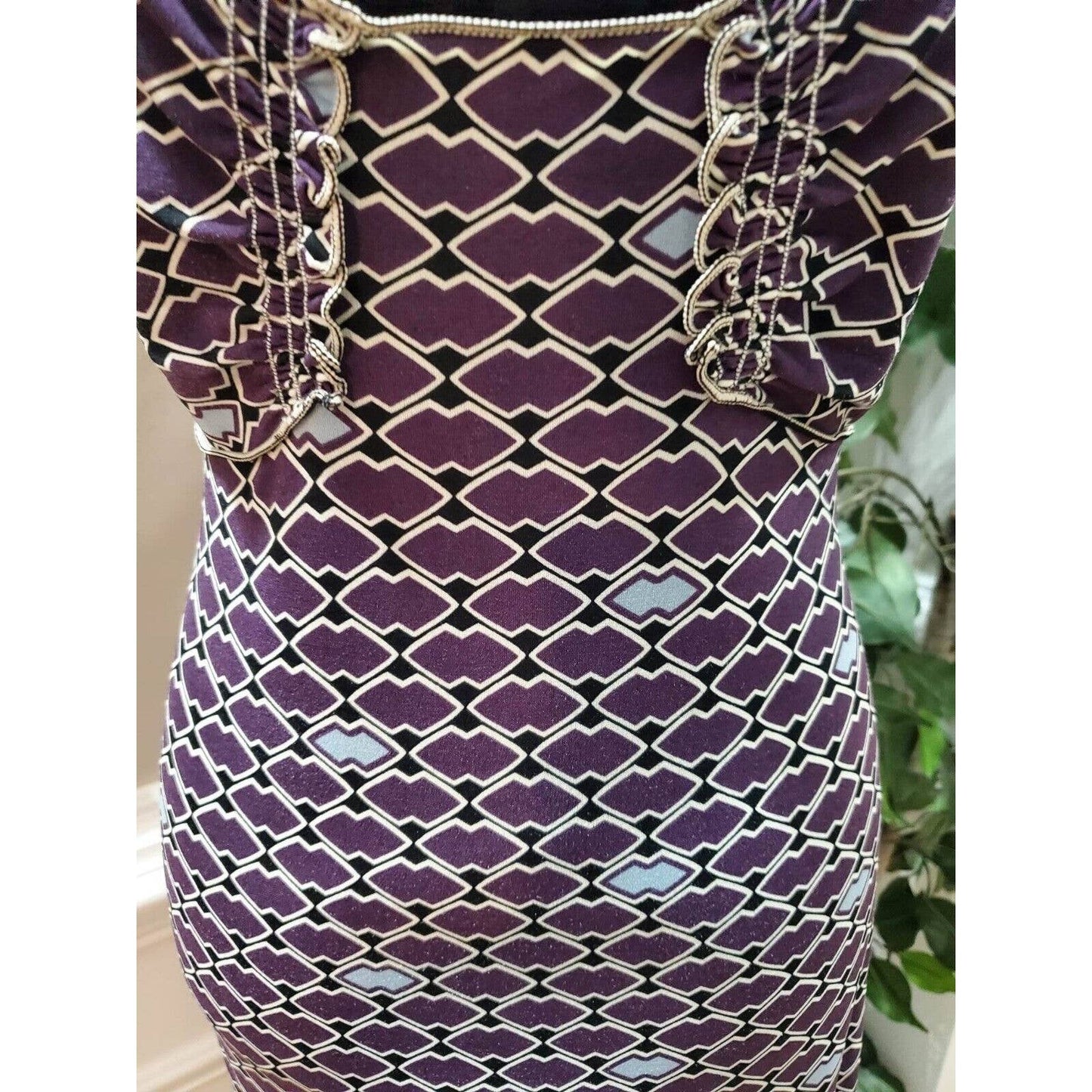 M.S.S.P Women's Purple Polyester Square Neck Sleeveless Knee Length Dress Size L