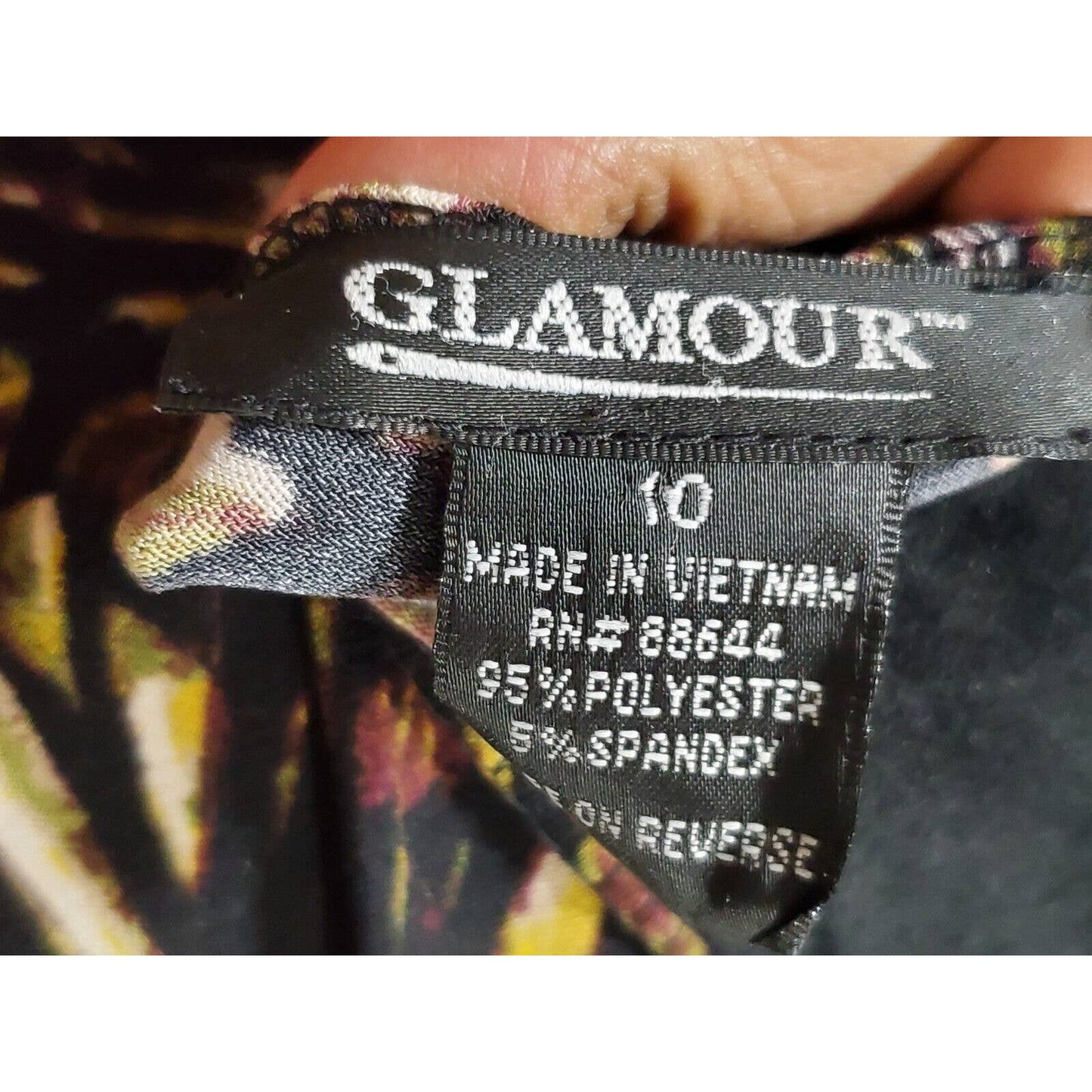 Glamour Women Multicolor Polyester V-Neck Long Sleeve Knee Length Dress Size 10