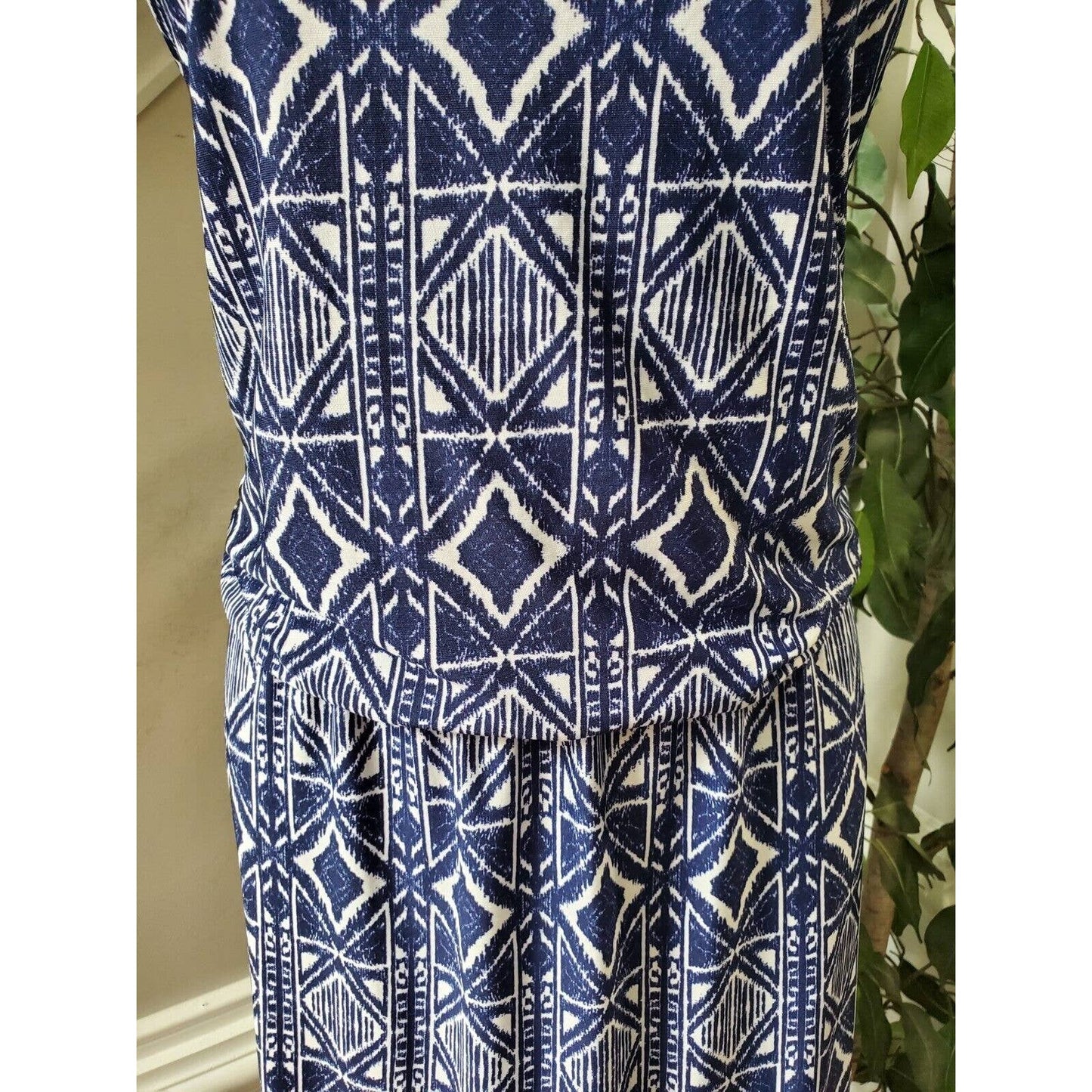 Magic Women Blue Polyester Round Neck Sleeveless Casual Long Maxi Dress Size XL