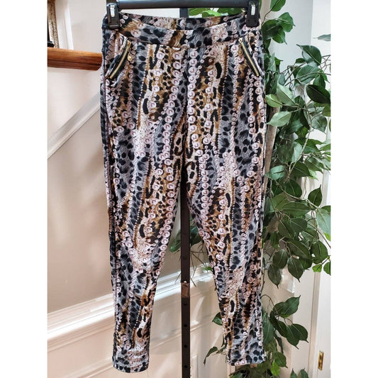 Multicolor Women Polyester Pull On Comfort Waist Skinny Legging Pant Size Medium