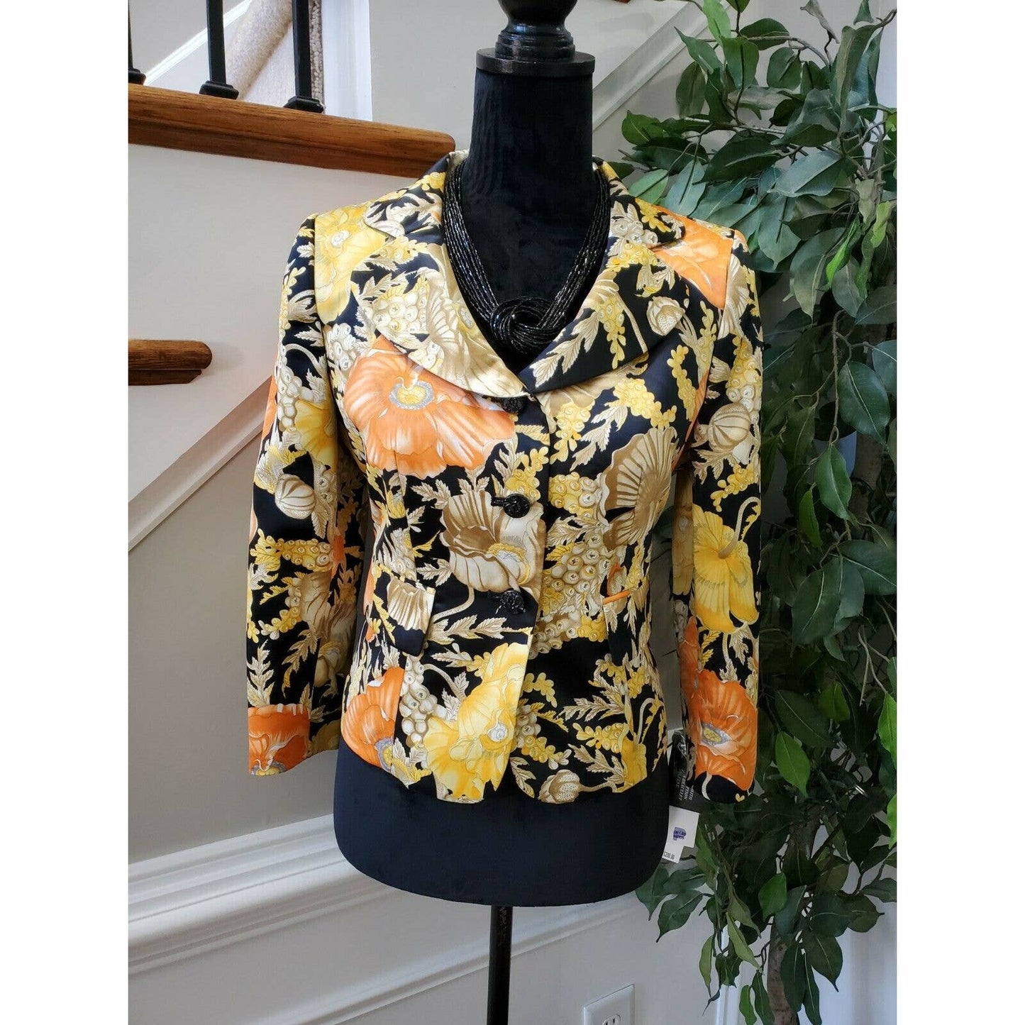 Jones Wear Women's Floral Polyester Long Sleeve Single Breasted Blazer Size 6P