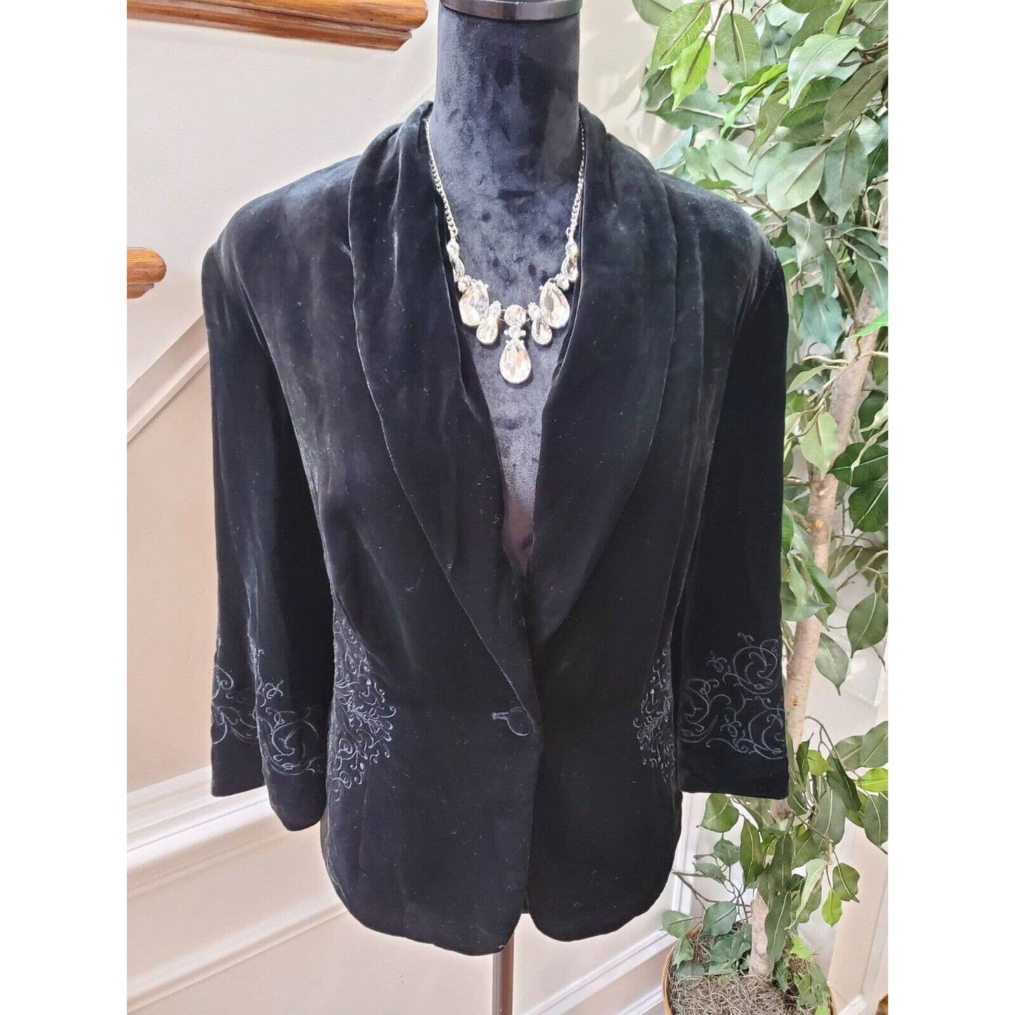 Style&Co. Women's Black Polyester Long Sleeve Single Breasted Jacket Blazer 16W