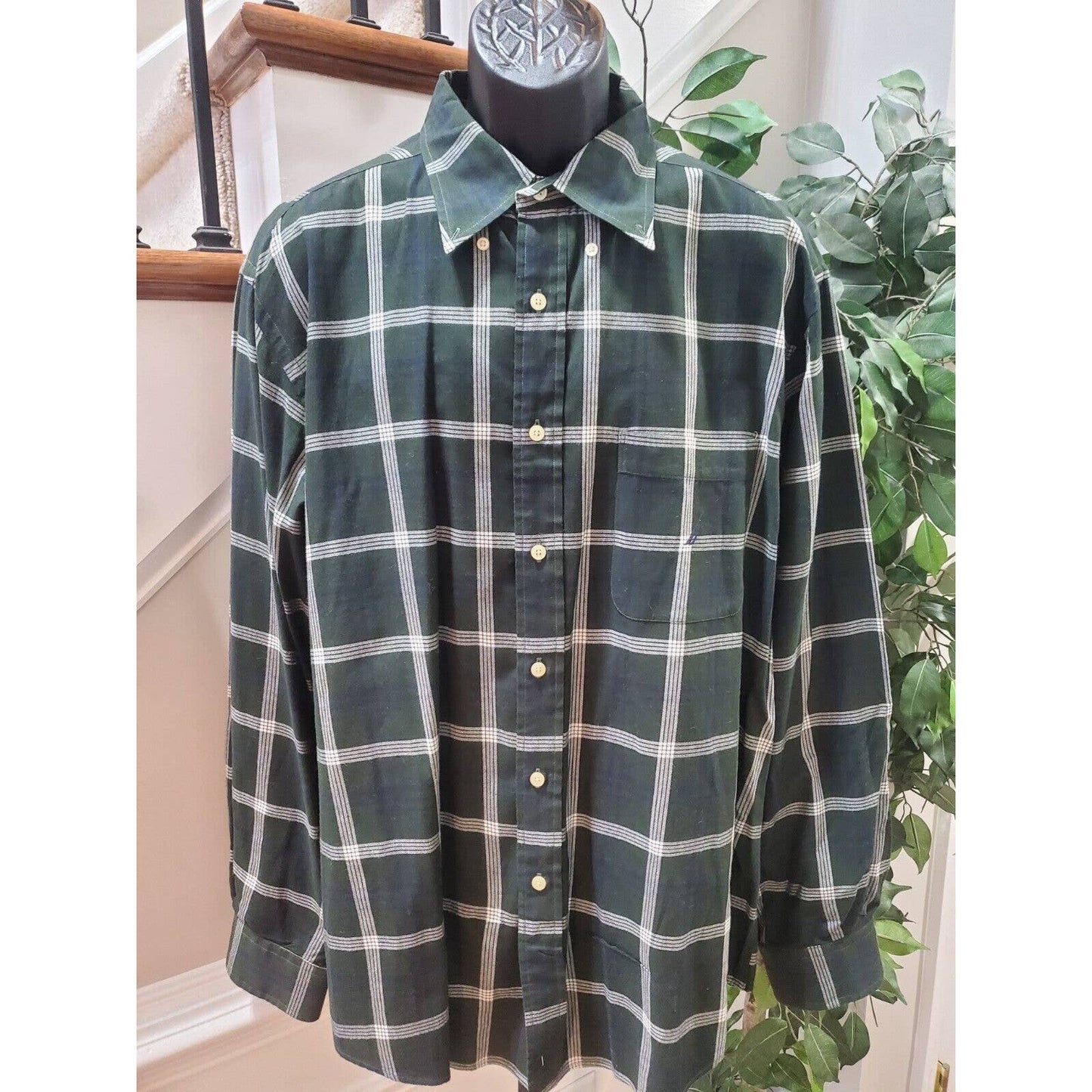 Nautica Men Green Cotton Collared Long Sleeve Casual Button Down Shirt Size XL