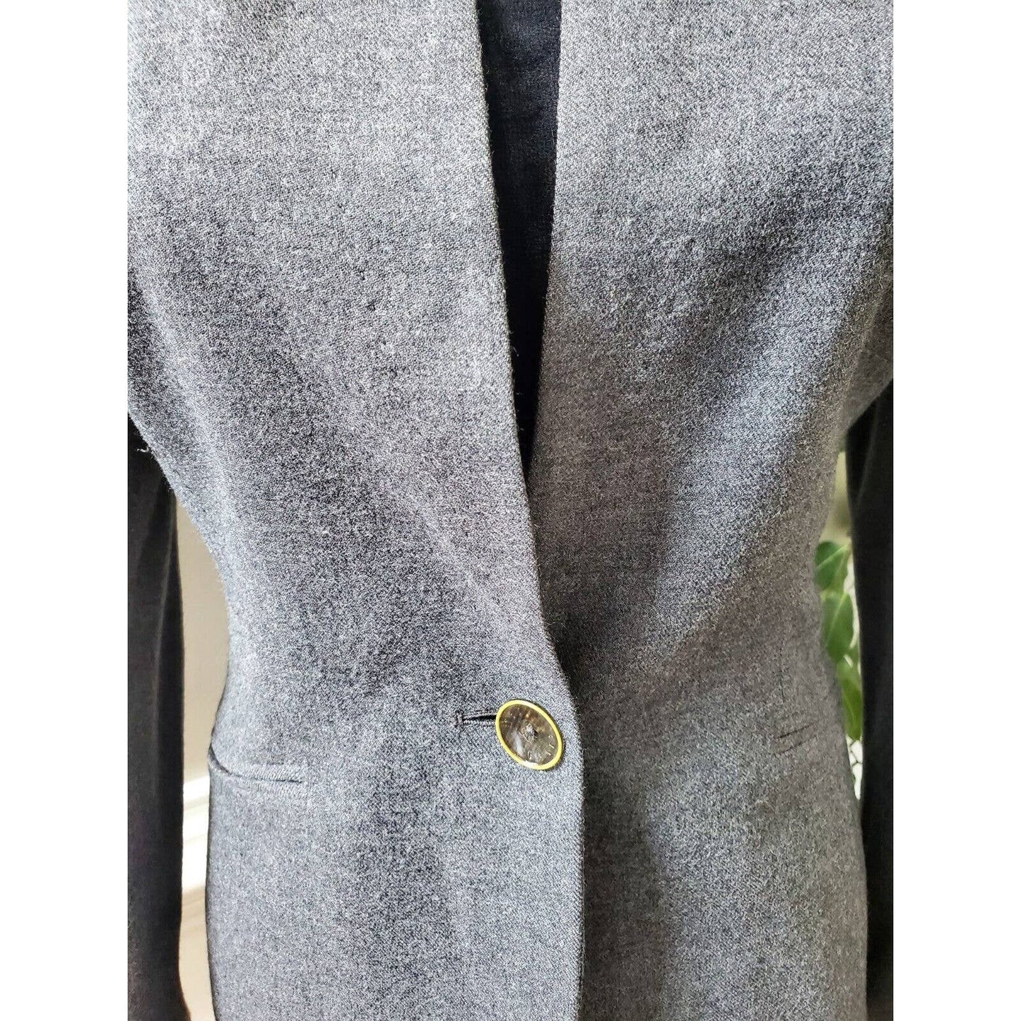 Ted Baker Women's Gray Wool Long Sleeve Single Breasted Fitted Blazer Size 2