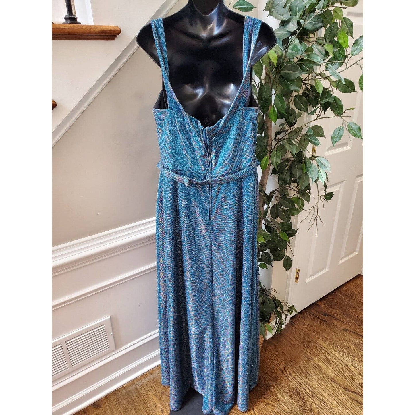 City Vibe Women's Blue Polyester Sweetheart Neck Sleeveless Long Maxi Dress 16W