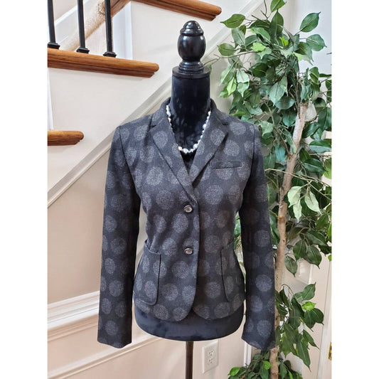 GAP The Academy Blazer Black Gray Polka Dot Wool Blend Blazer Jacket Size 4