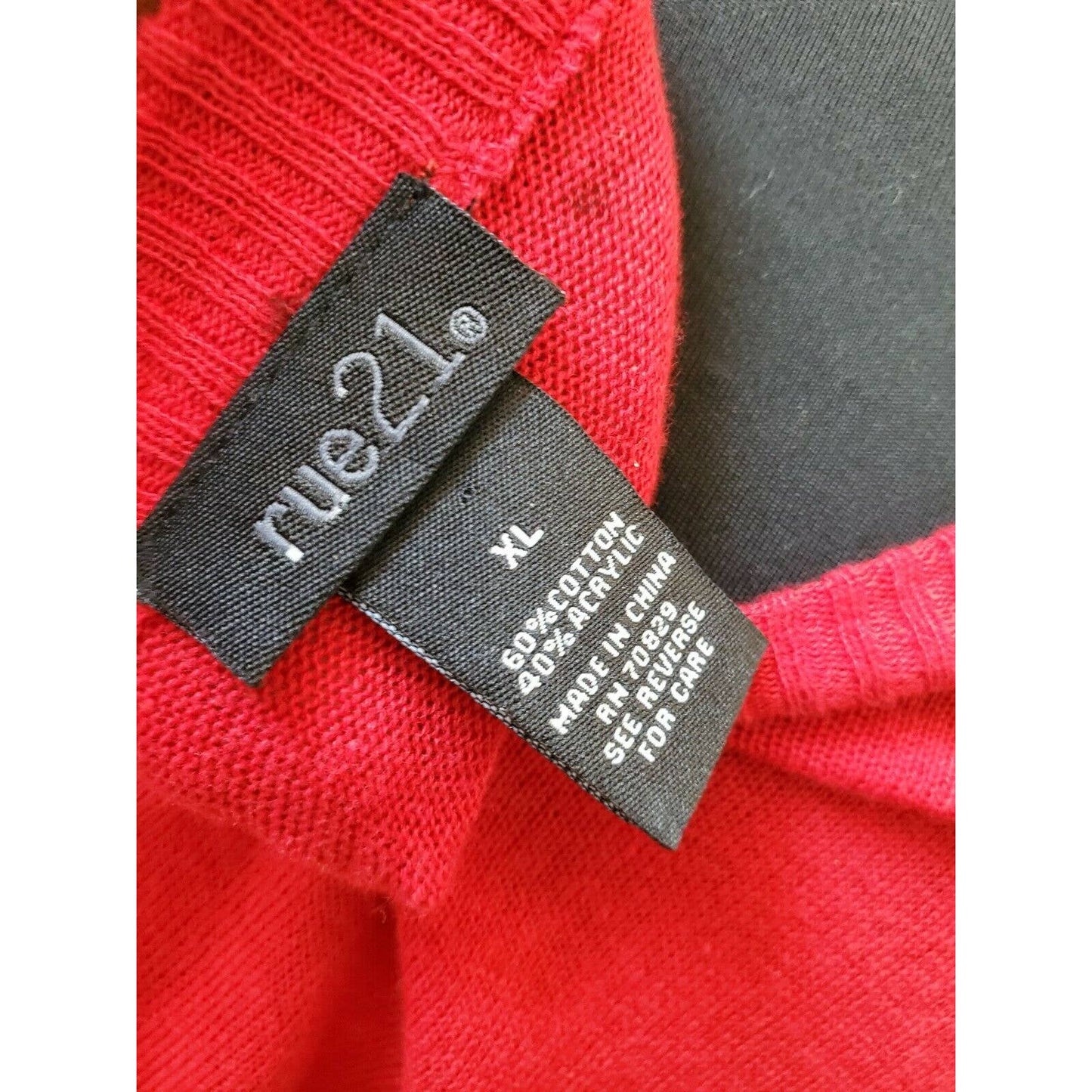 Rui21 Red & Black Women's Cotton Scoop Neck Long Sleeve Soft Sweaters