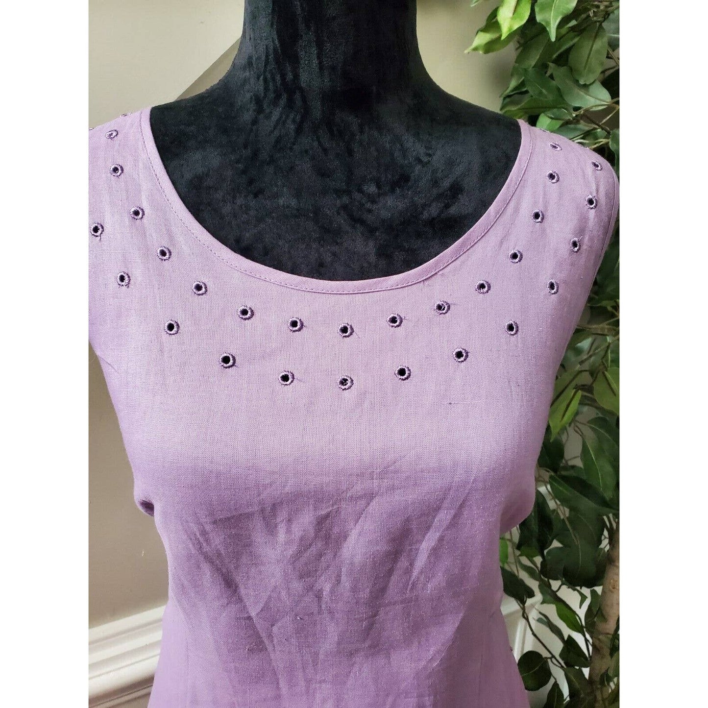 Night Studio Women's Purple Linen Round Neck Top & Long Skirt 2 Piece Suit 10