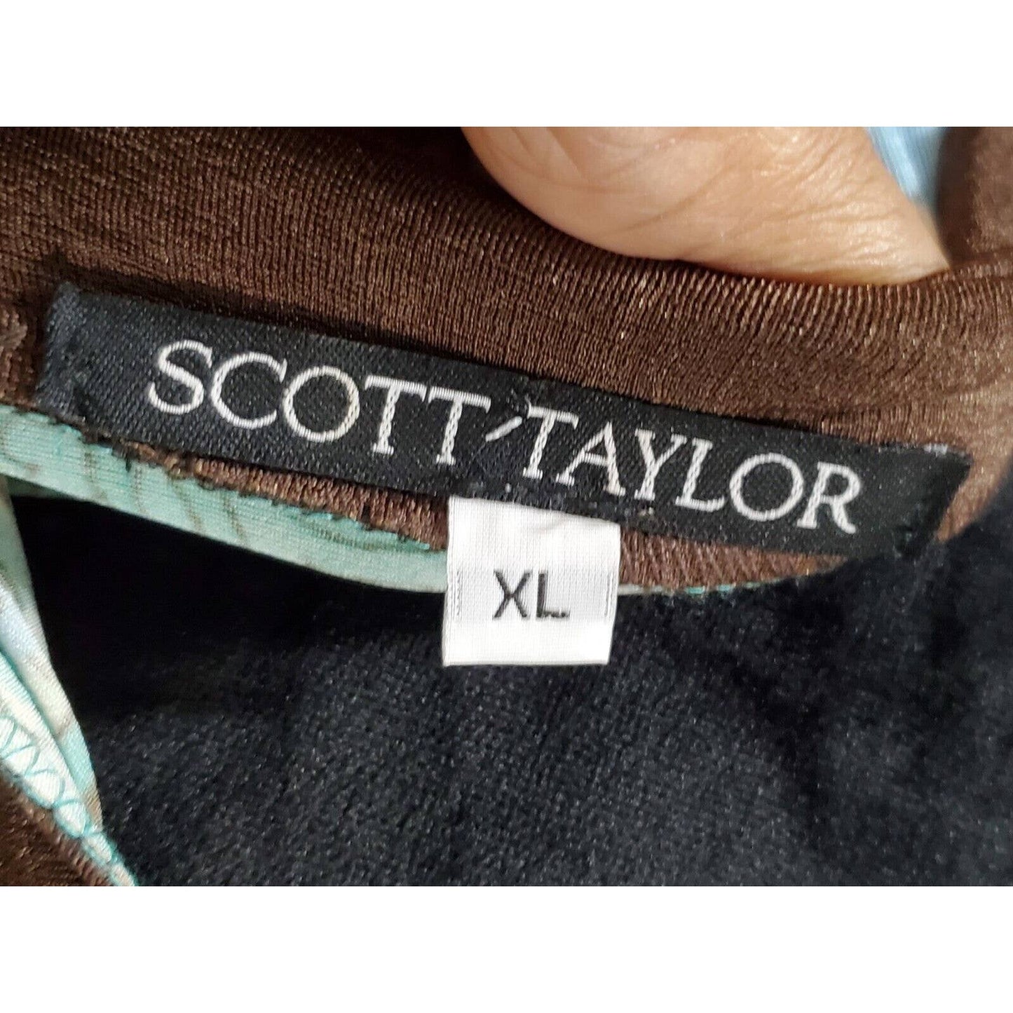 Scott Taylor Women Blue Polyester V-Neck Long Sleeve Casual Knee Length Dress XL