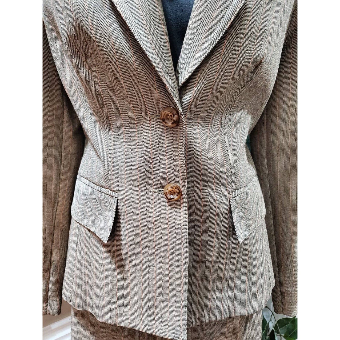 Giorgio Sant'Angelo Women Brown Single Breasted Blazer & Skirt 2 Pc's Suit 8