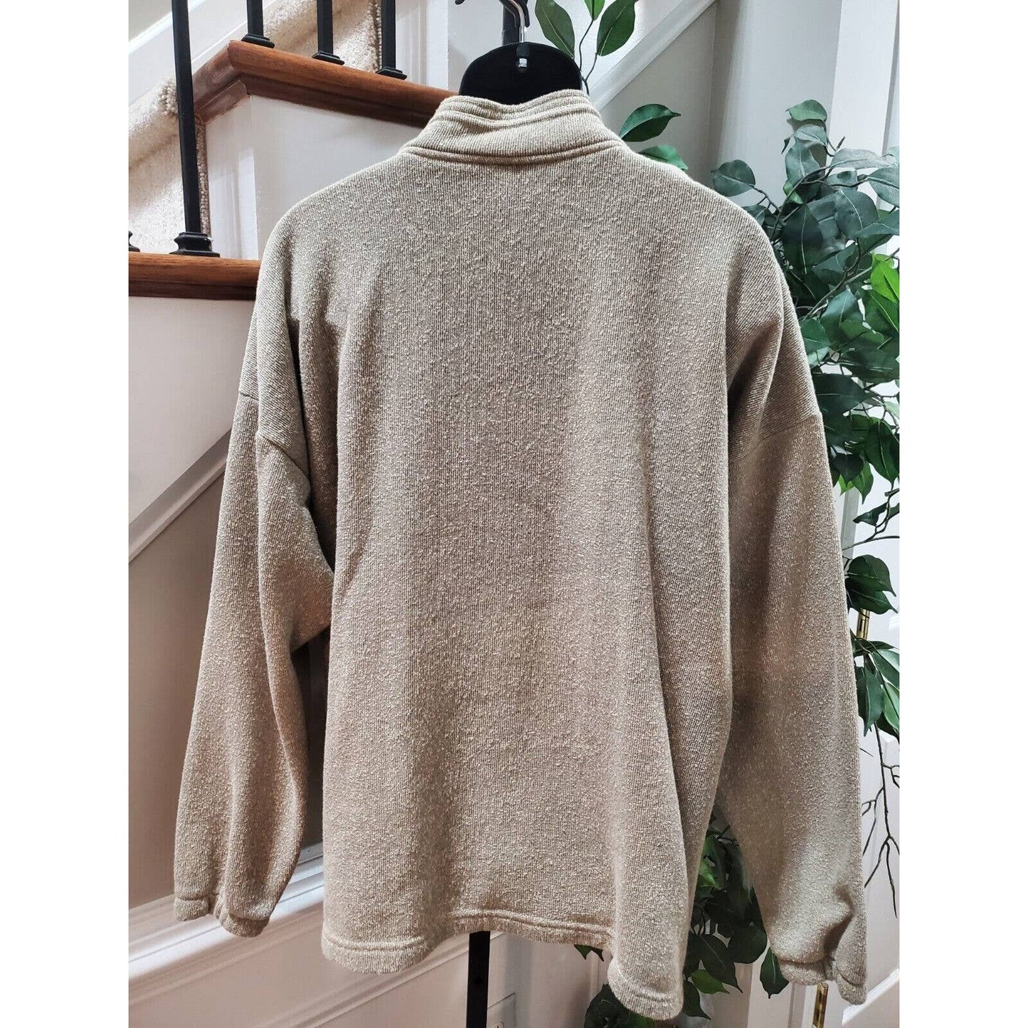 Northern Souvenirs Men's Brown 100% Cotton High Neck Half Zip Sweater 2XL