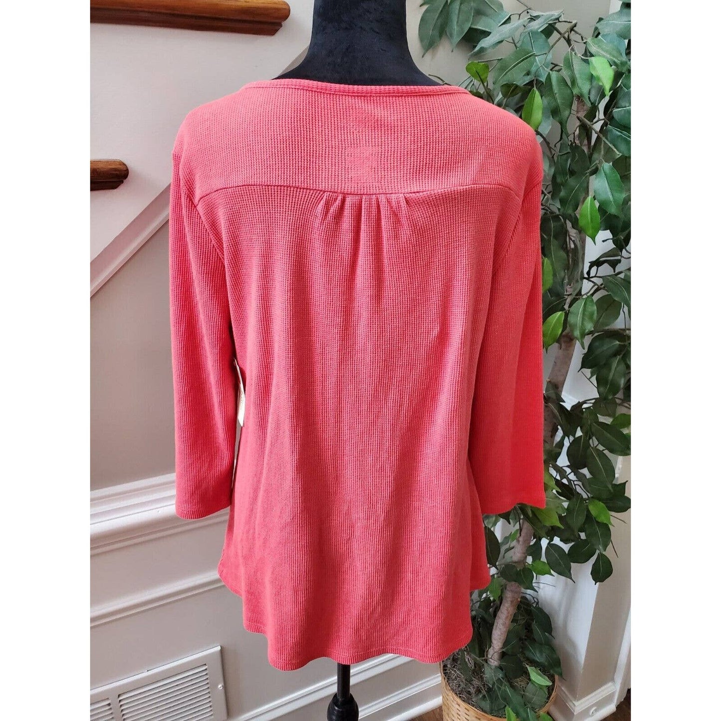 ST John's Bay Women's Pink Cotton Round Neck Long Sleeve Casual Top Shirt Size L