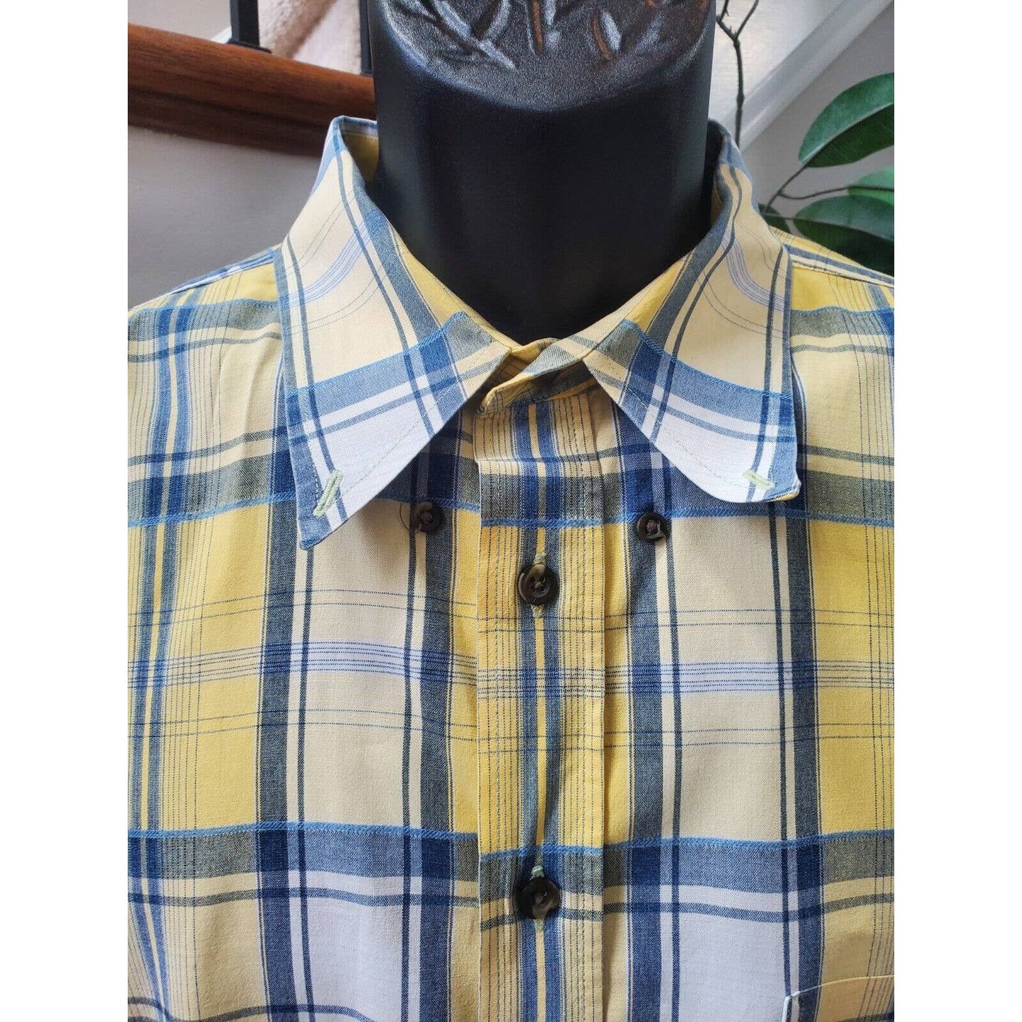 Roundtree & Yorke Men's Yellow Cotton Collared Half Sleeve Button Down Shirt XL