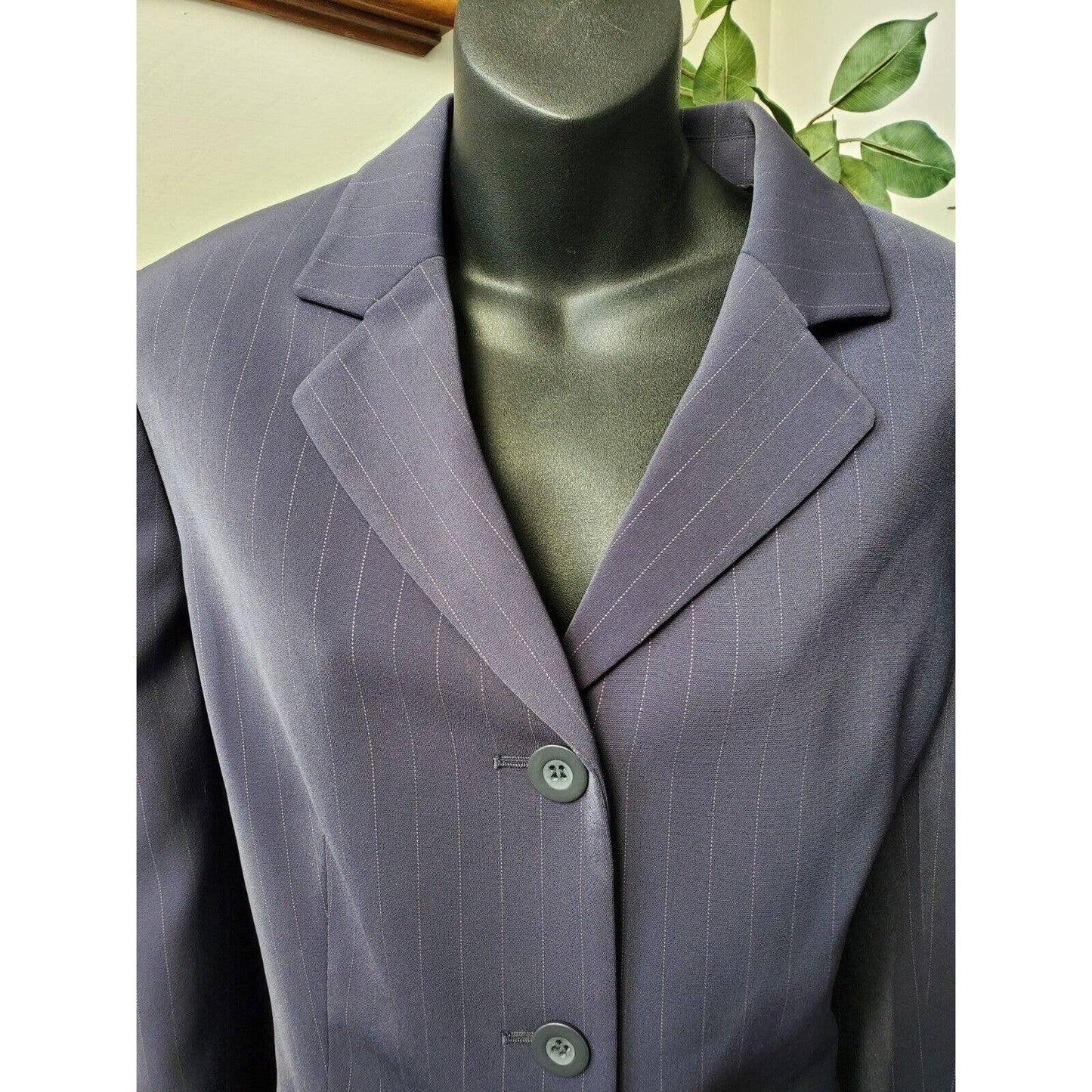 Le Suit Women's Blue Polyester Single Breasted Blazer & Pant 2 Piece Set Size 14