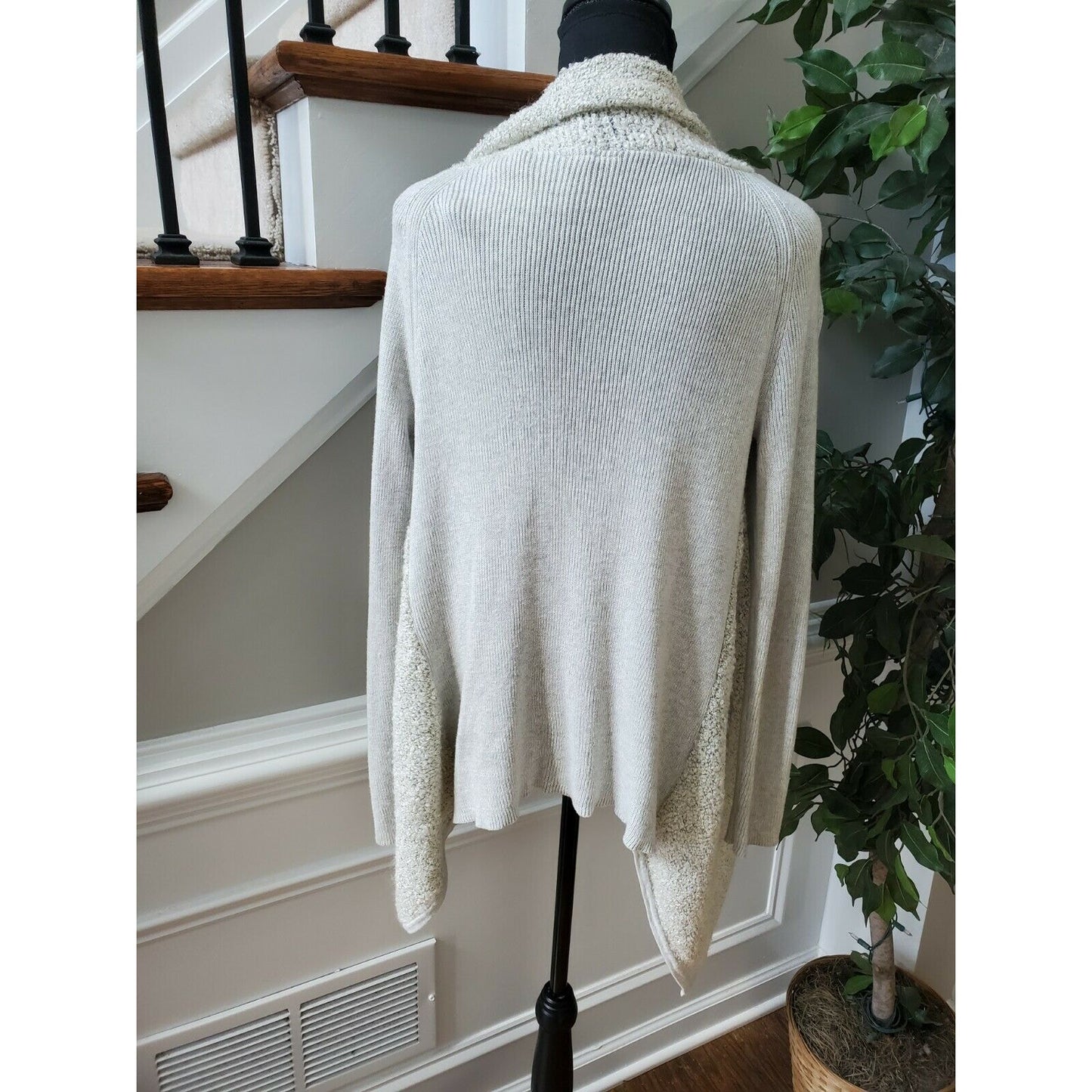 New Direction White Women's Cotton & Acylic Long Sleeve Open Front Sweaters