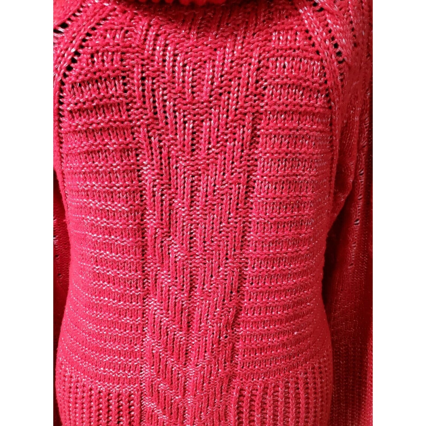 Liz Claiborni Women's Red 100% Polyester Cowl Neck Long Sleeve Sweaters