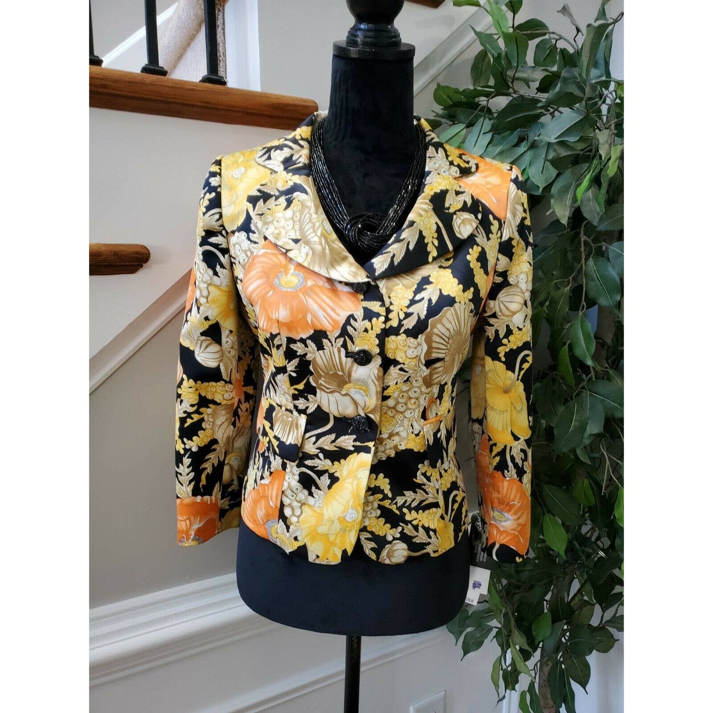 Jones Wear Women's Floral Polyester Long Sleeve Single Breasted Blazer Size 6P