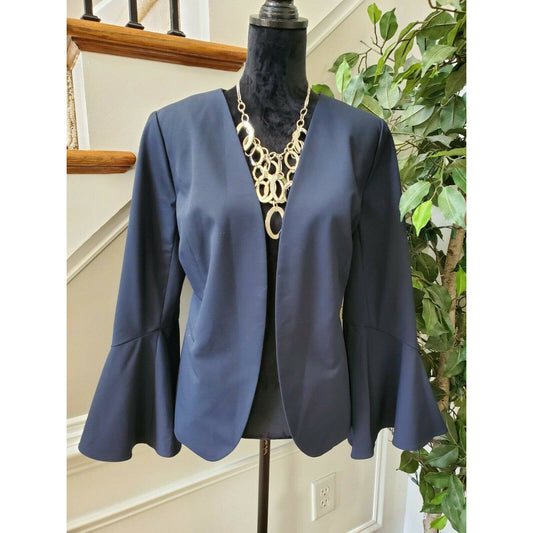 The Limited Collection Women's Blue Polyester Long Sleeve Open Front Blazer 12