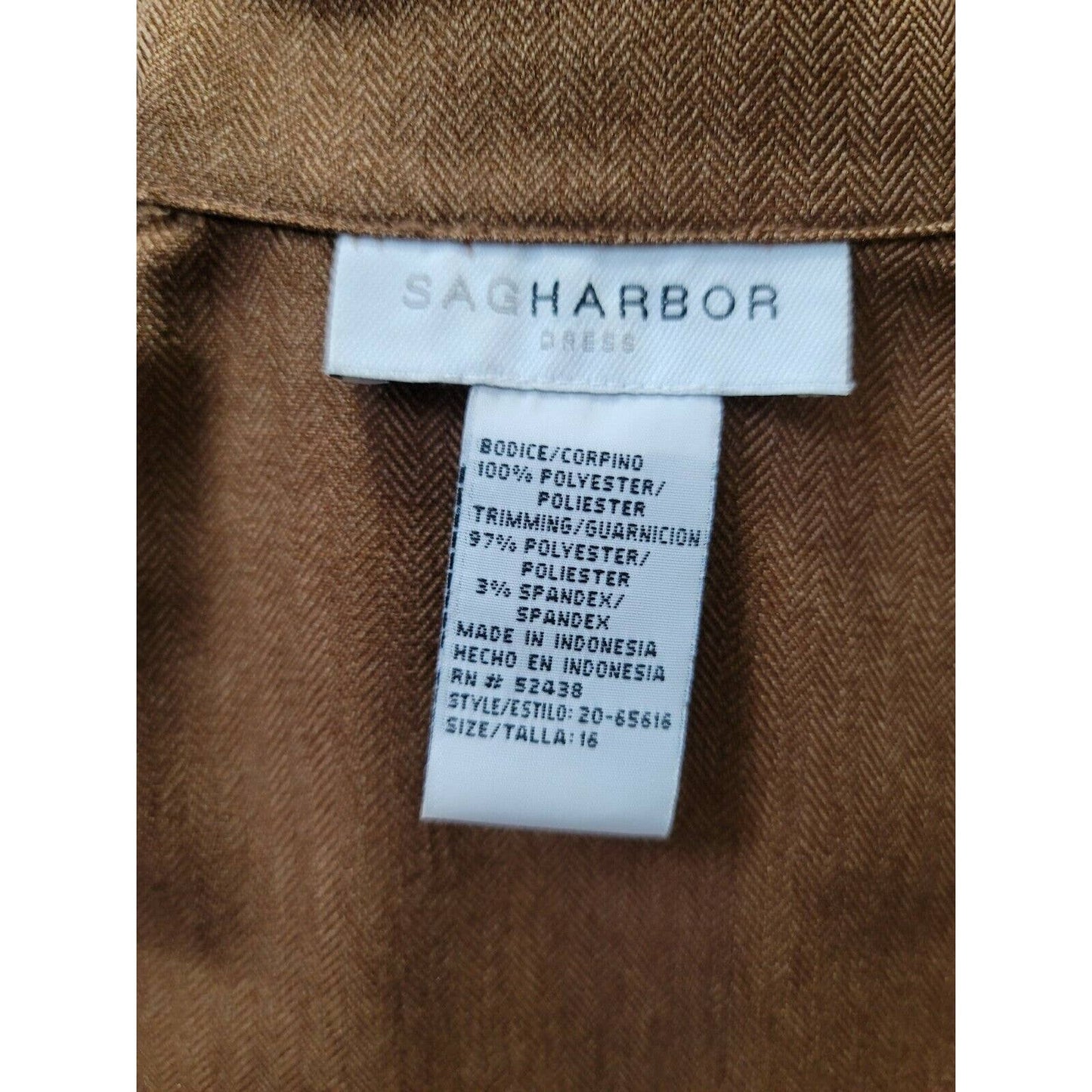 Sag Harbor Women's Brown 100% Polyester Blazer/Top & Pant 3 Piece Suits Size 16