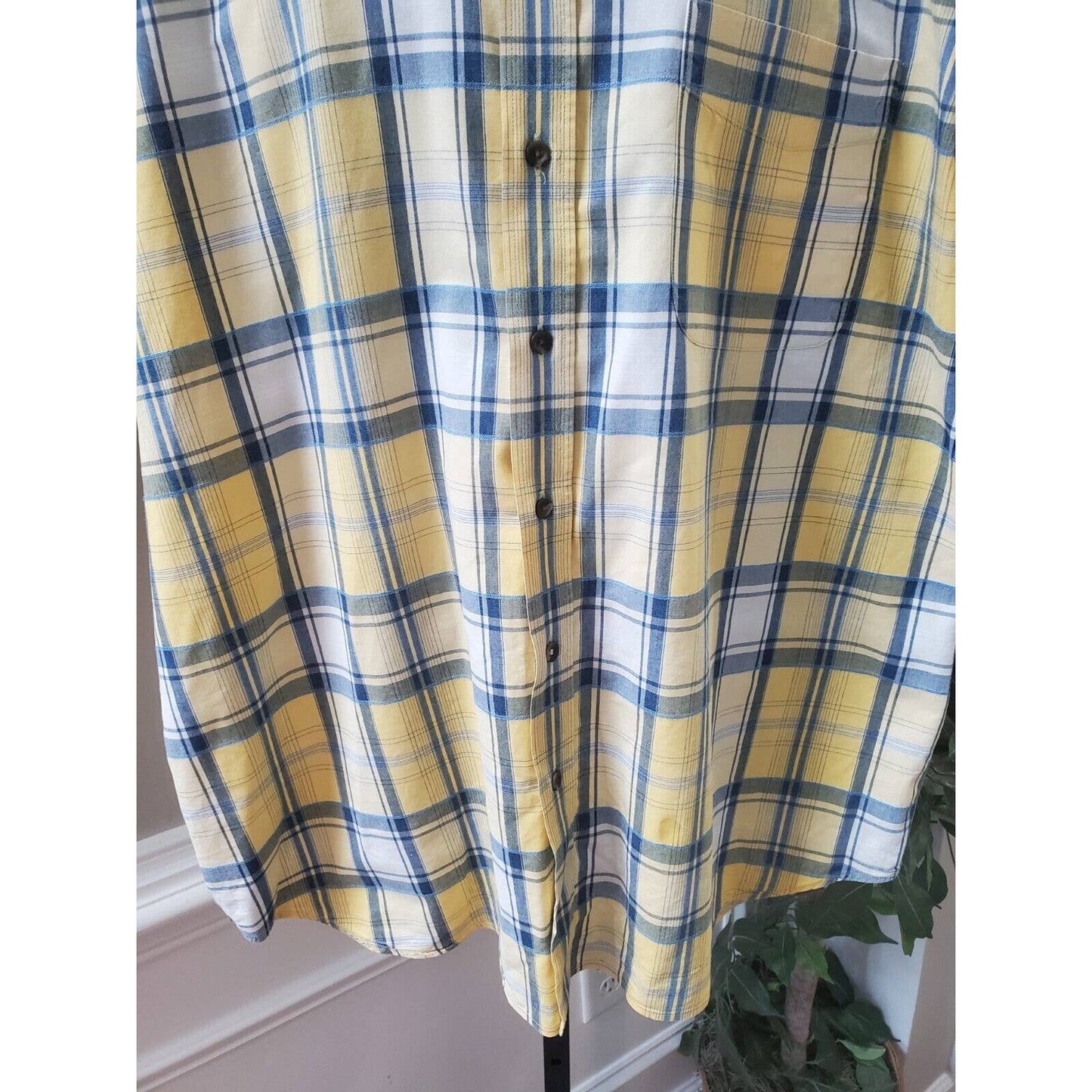 Roundtree & Yorke Men's Yellow Cotton Collared Half Sleeve Button Down Shirt XL