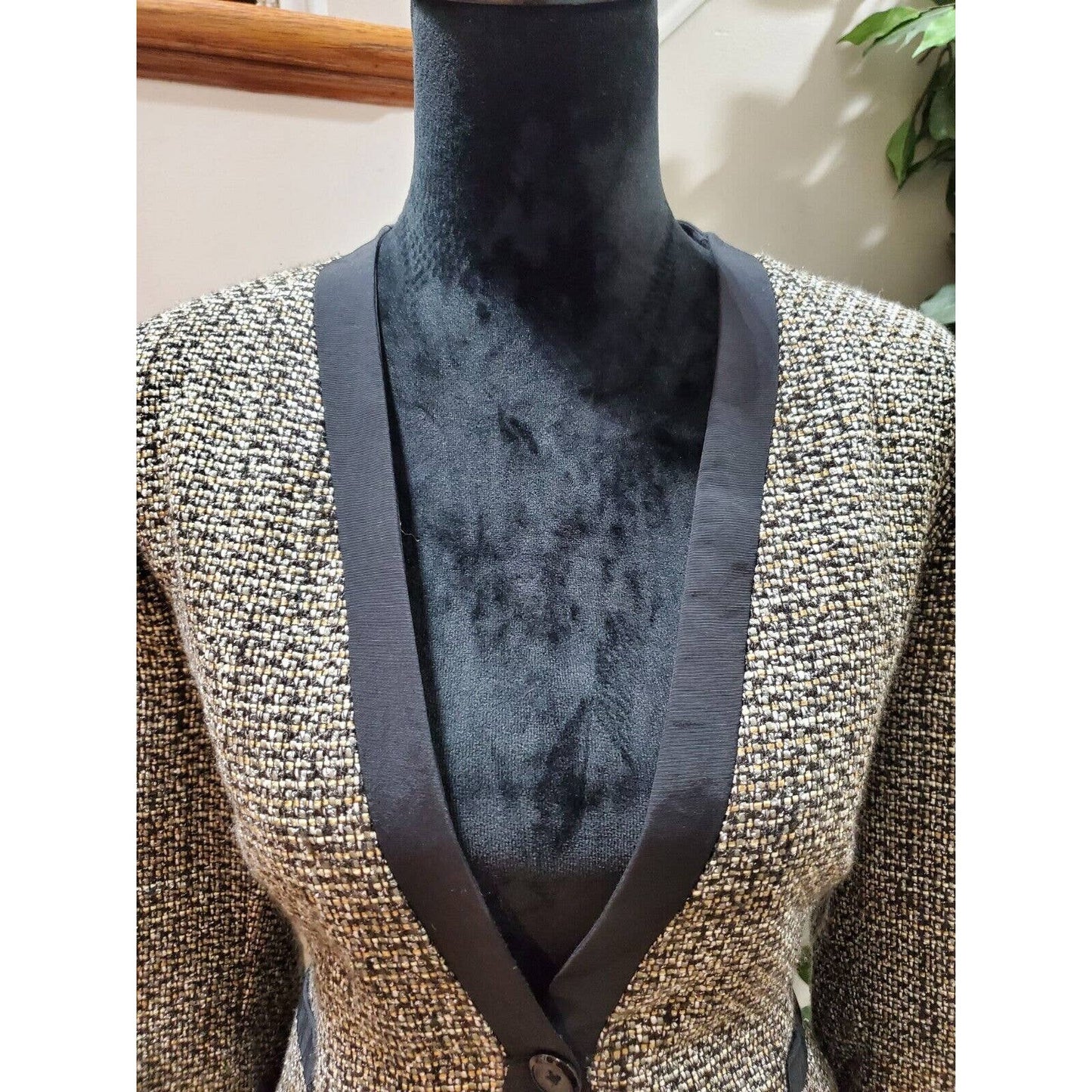 Dana Buchman Women's Brown Acrylic Long Sleeve Single Breasted Jacket Blazer L
