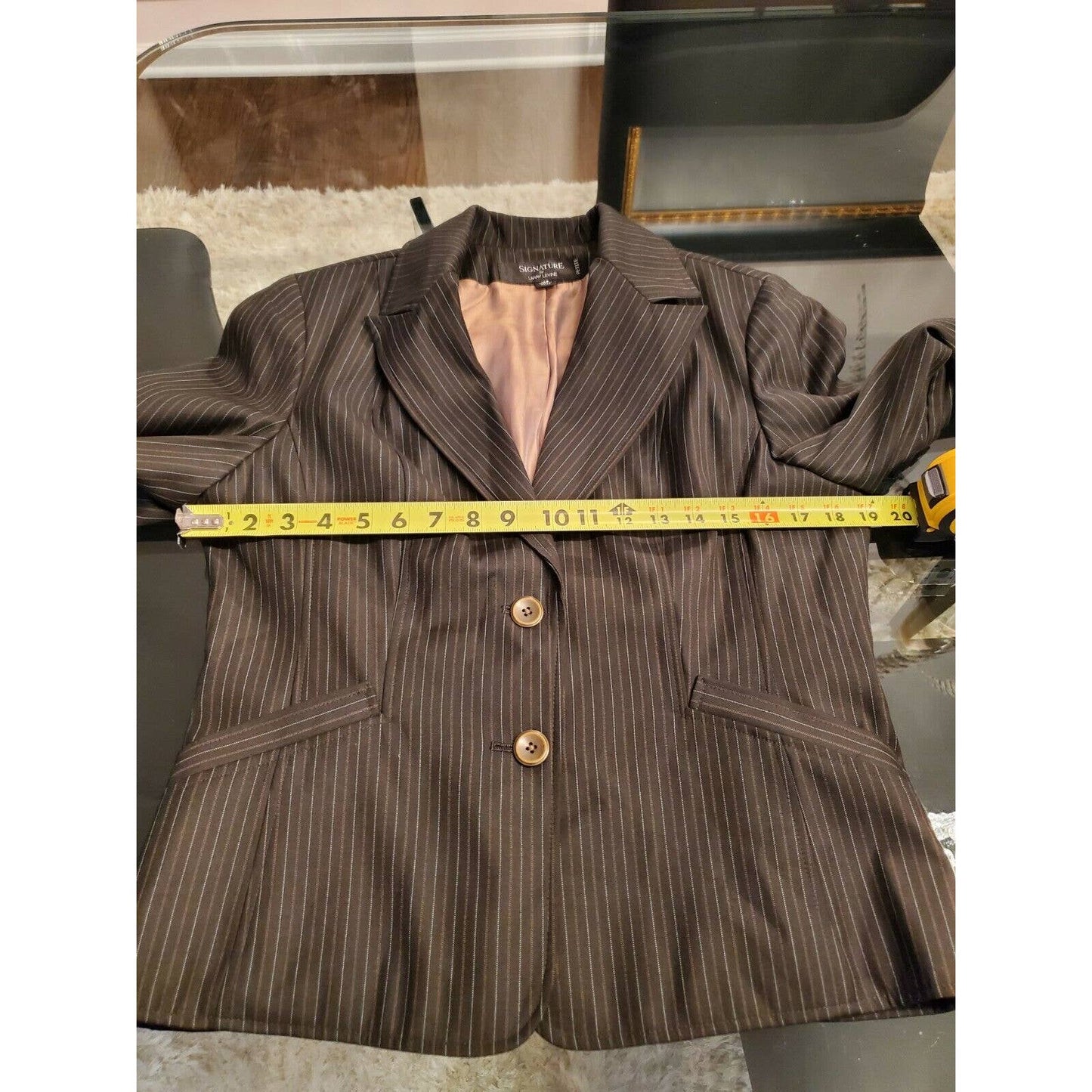 Signature Women's Black Lined Polyester Two Buttons Single Breasted Blazer 12P