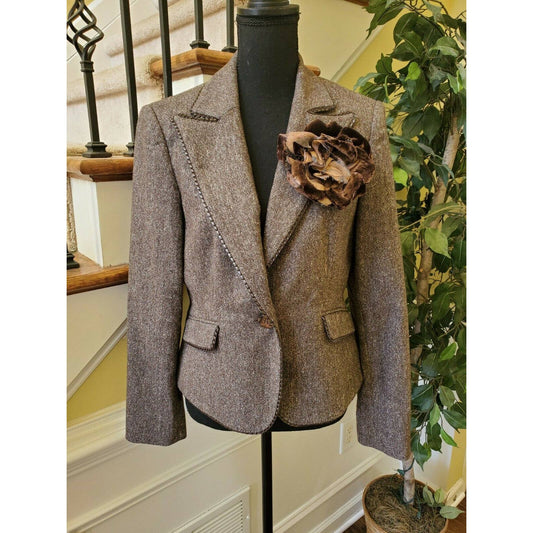 Louben Women Brown Wool Blazer 8