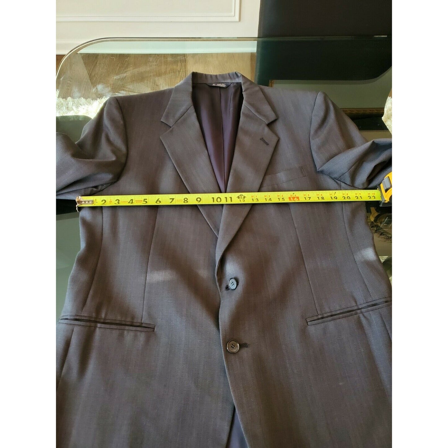 Kuppenheimer Men's Gray 100% Pure Wool Long Sleeve Single Breasted Blazer Coat