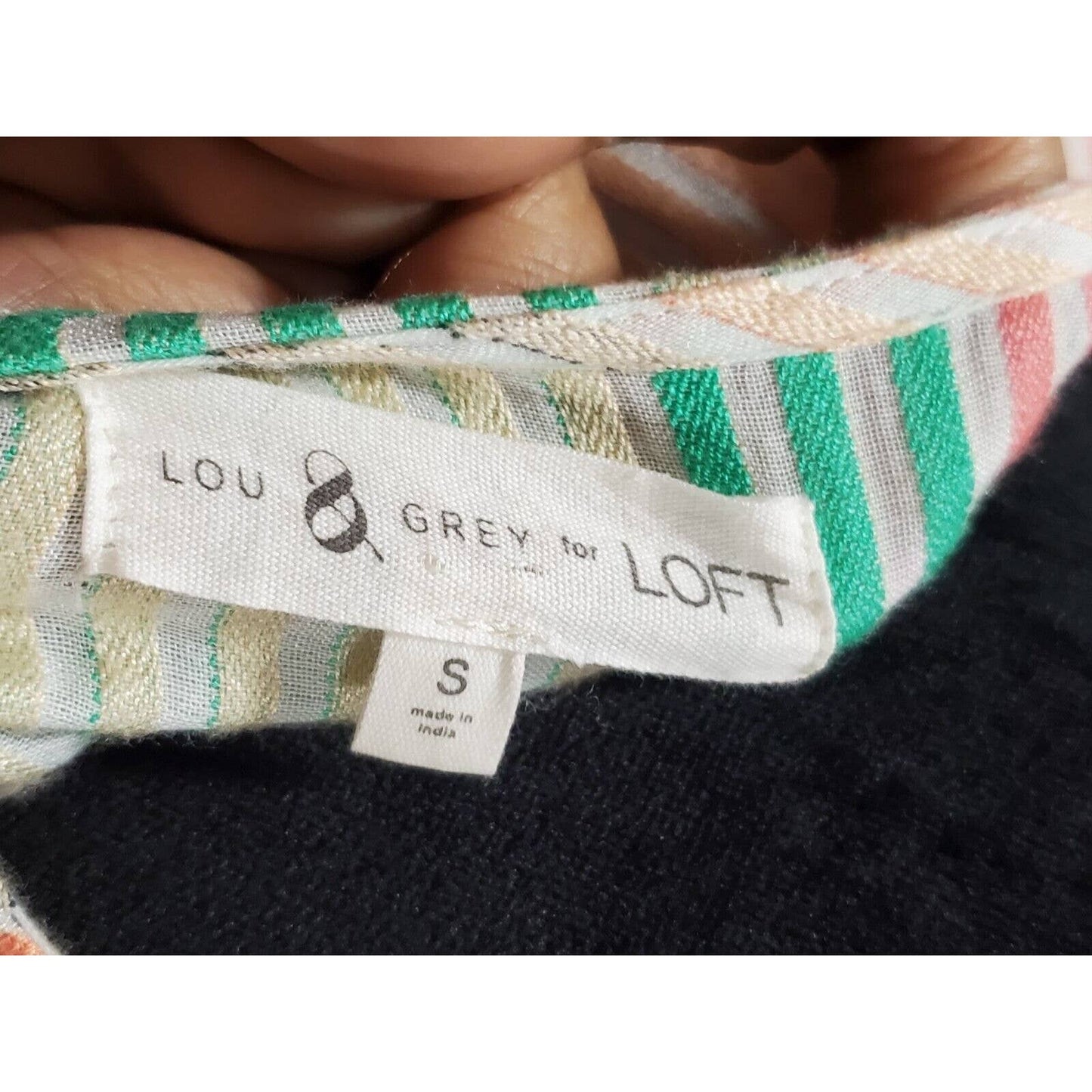 Lou & Grey Multicolor Viscose V-Neck Short Sleeve Casual Knee Length Dress S