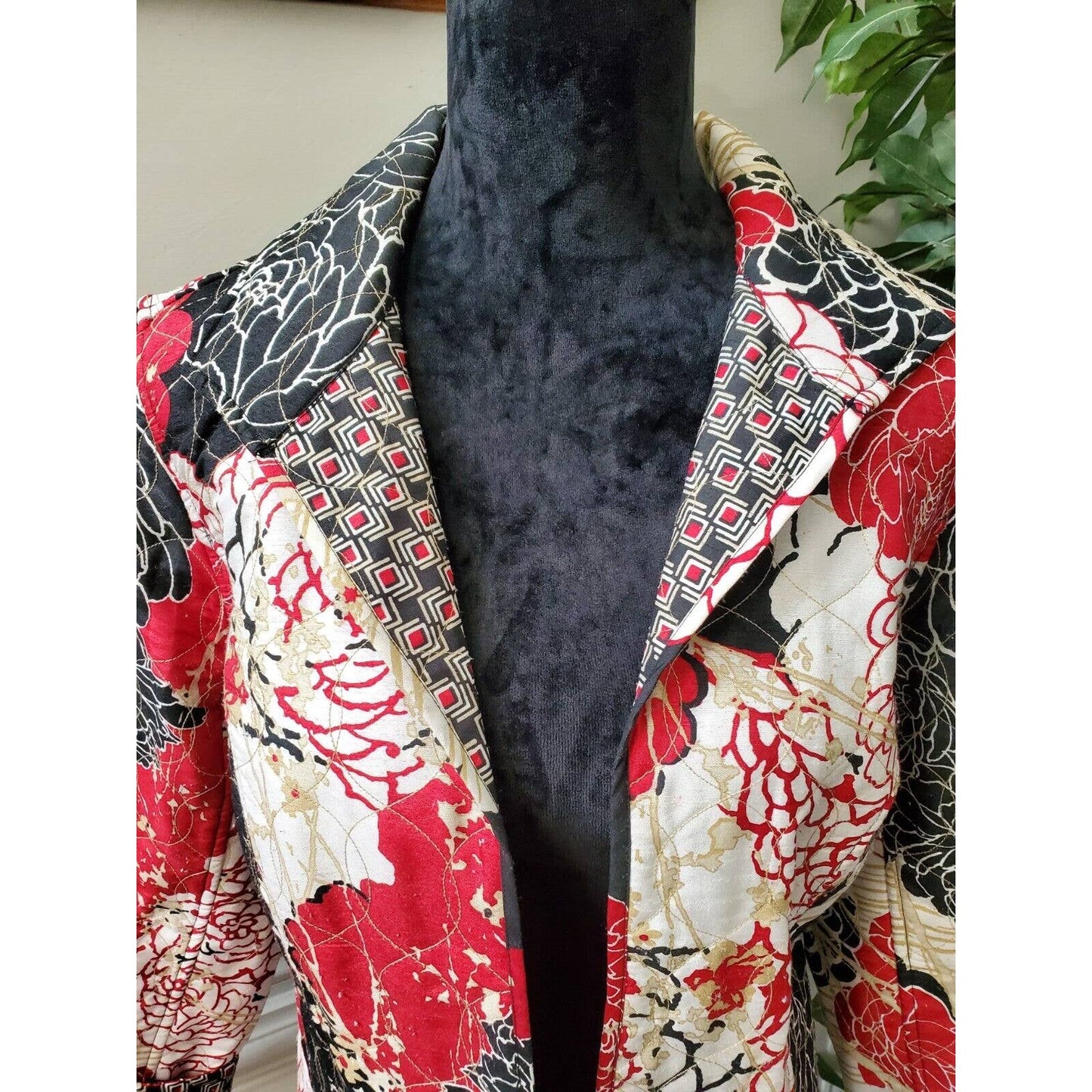 Chico's Women Multicolor Floral Polyester Open Front Long Sleeve Jacket Blazer 2