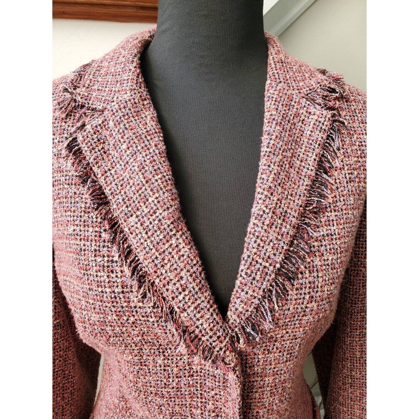 Norton McNaughton Women's Pink Acrylic Single Breasted Long Sleeve Blazer 12