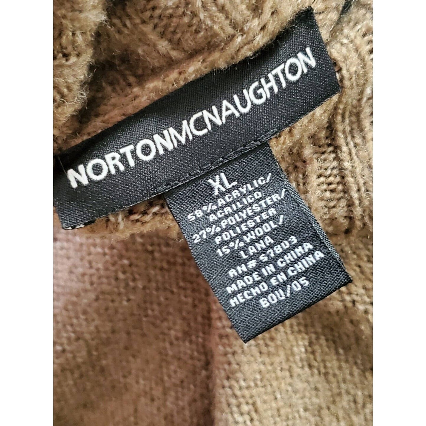Norton McNaughton Women's Beige Acrylic Long Sleeve Pullover Sweaters Size XL