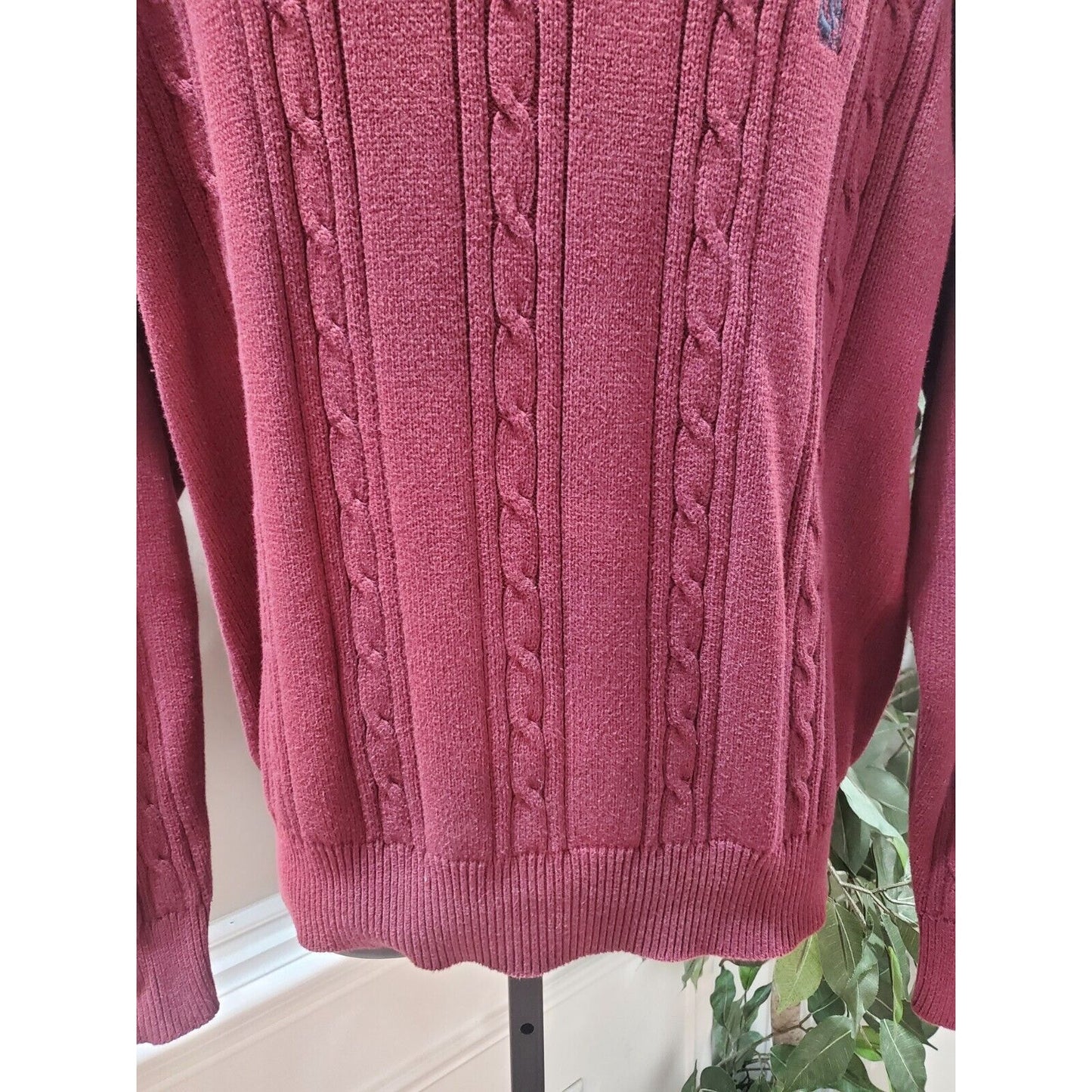 Nautica Men's Maroon 100% Cotton Long Sleeve Crew Neck Pullover Sweater Size L