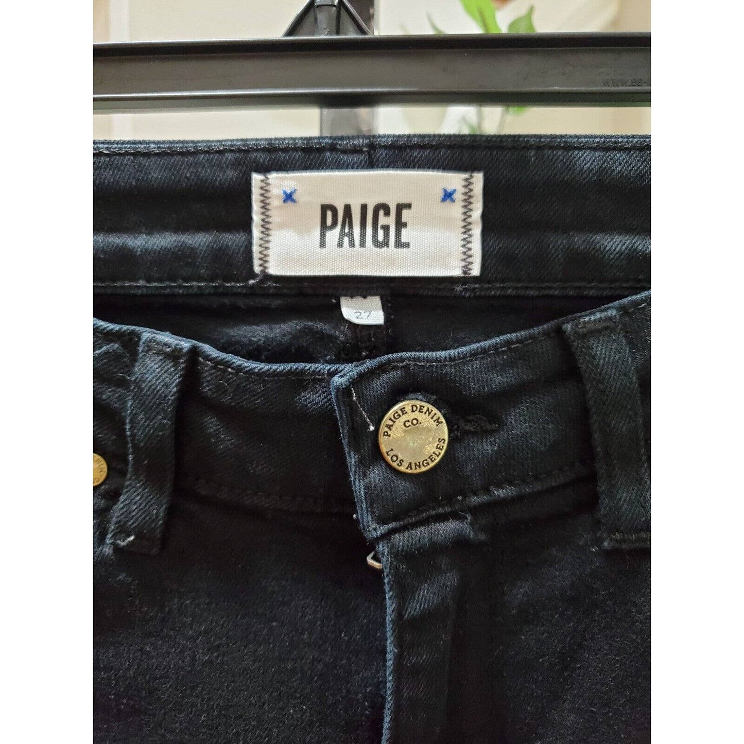 Paige Women's Black Denim Cotton Mid Rise Skinny Fit Casual Jeans Pant Size 27