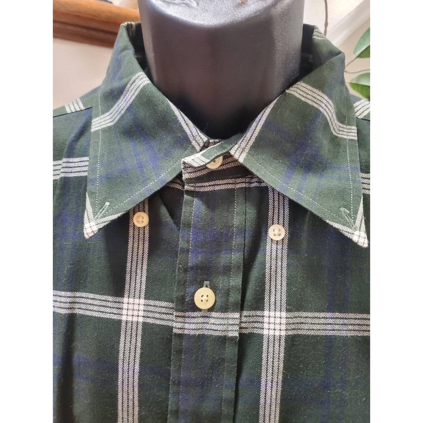 Nautica Men Green Cotton Collared Long Sleeve Casual Button Down Shirt Size XL