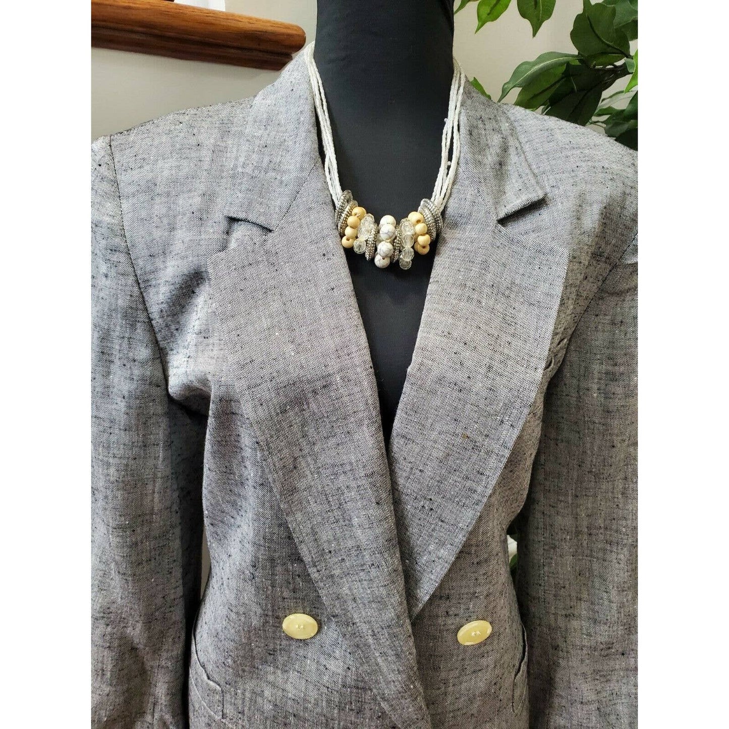 Vintage Saville Women's Gray 100% Polyester Long Sleeve Double Breasted Blazer 8