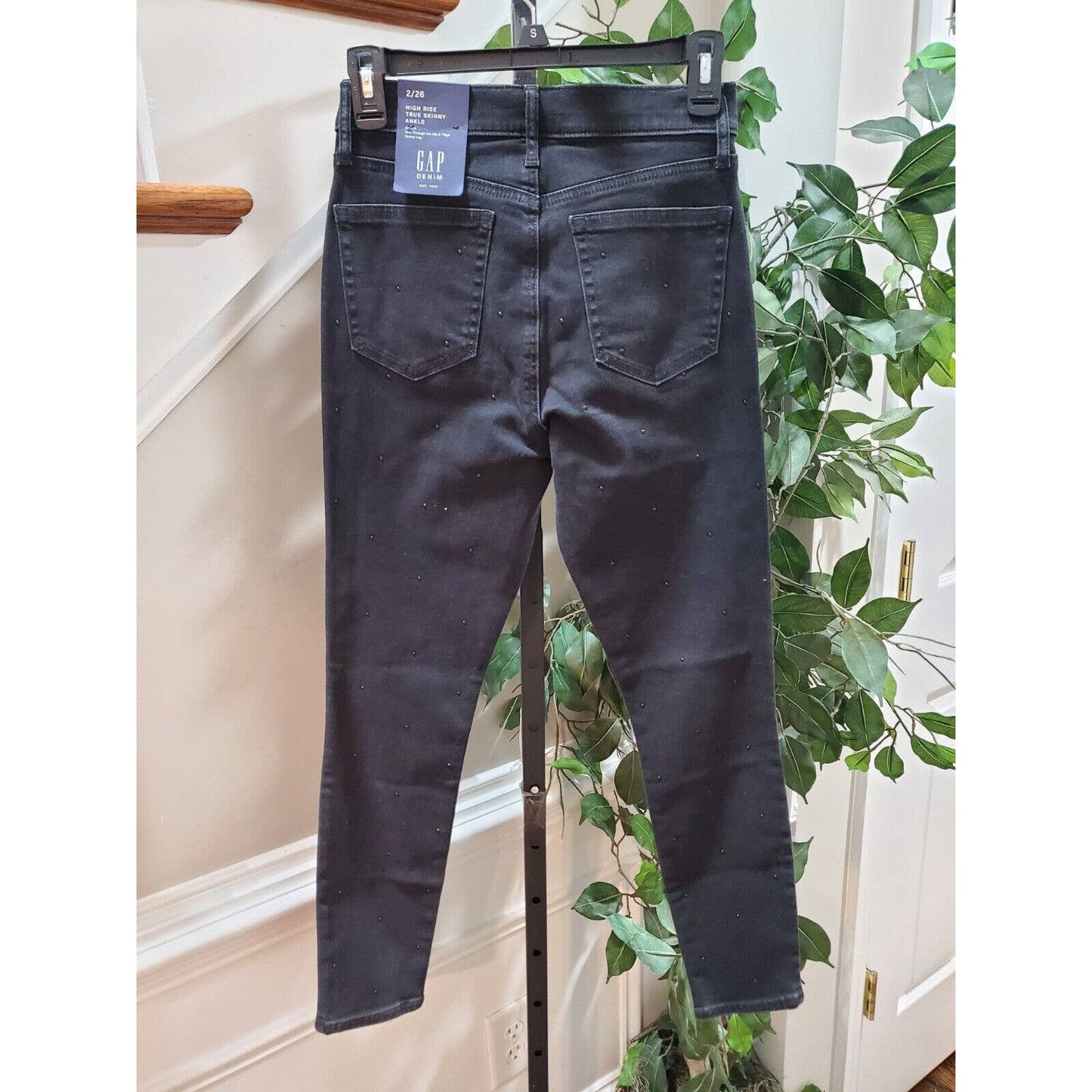 Gap Denim Black Cotton High Rise Zippered Skinny Fit Jeans Pant Size 2/26