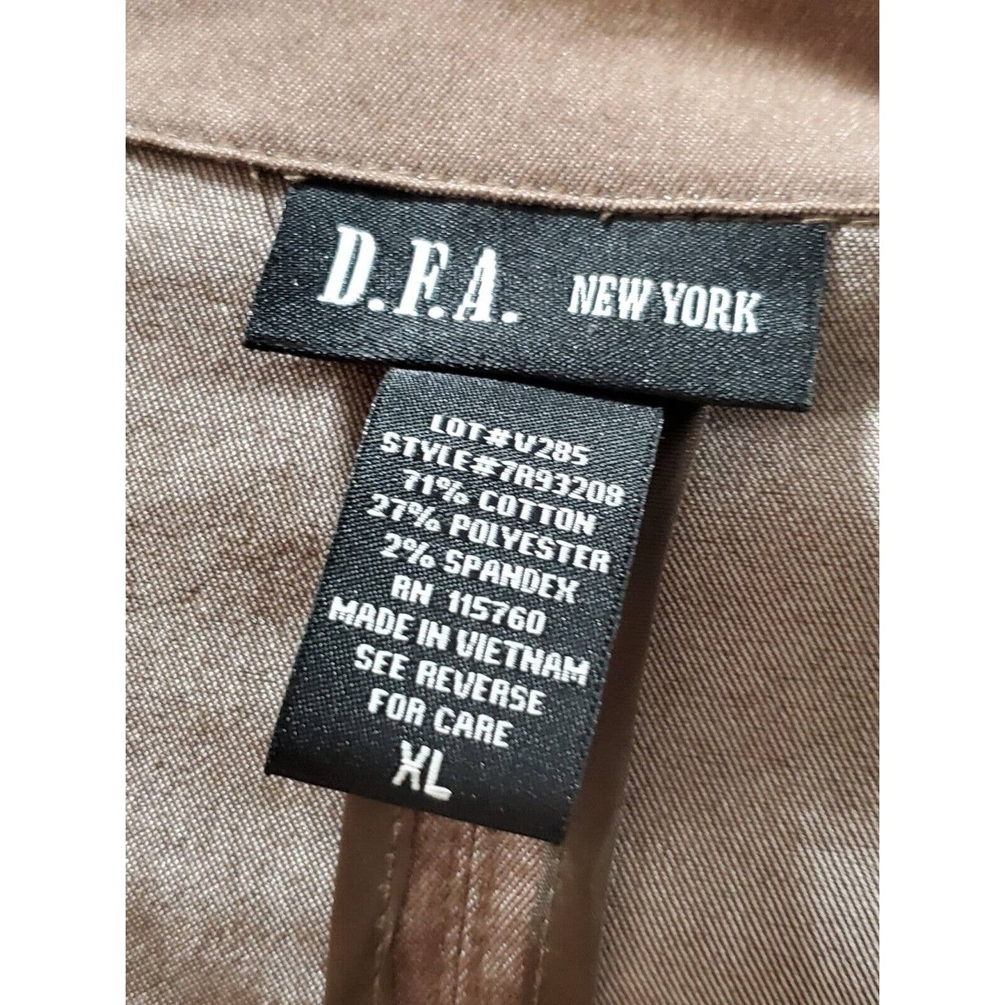 D.F.A New York Women's Brown Cotton Single Breasted Blazer & Pant 2 Pc's Suit XL