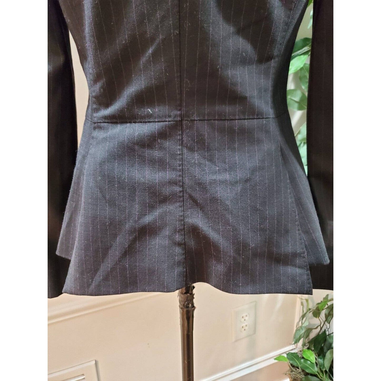J.Lindeberg Women Black Striped Polyester Single Breasted Long Sleeve Blazer 38
