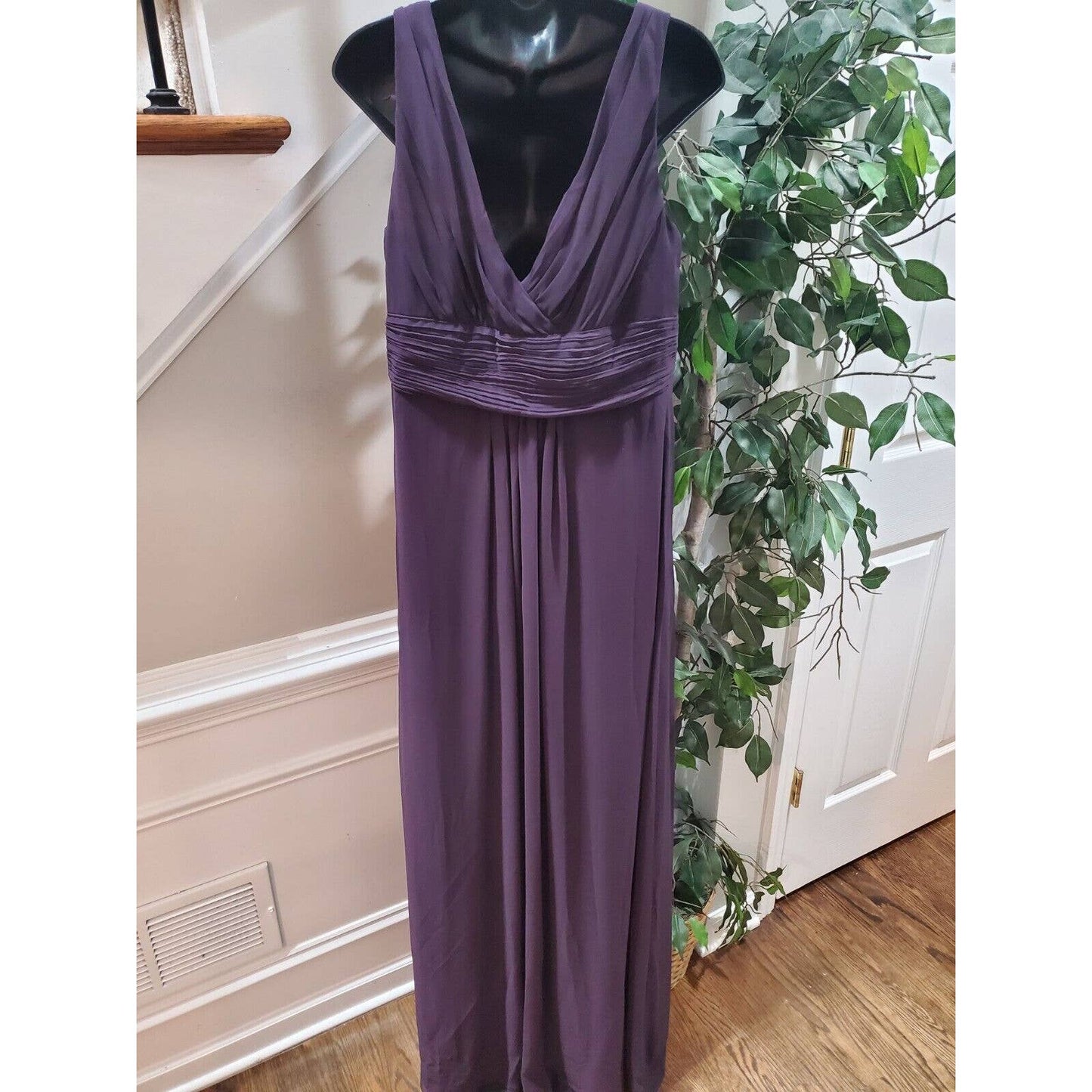 Levkoff Women Purple Polyester V-Neck Sleeveless Formal Long Maxi Dress Size M