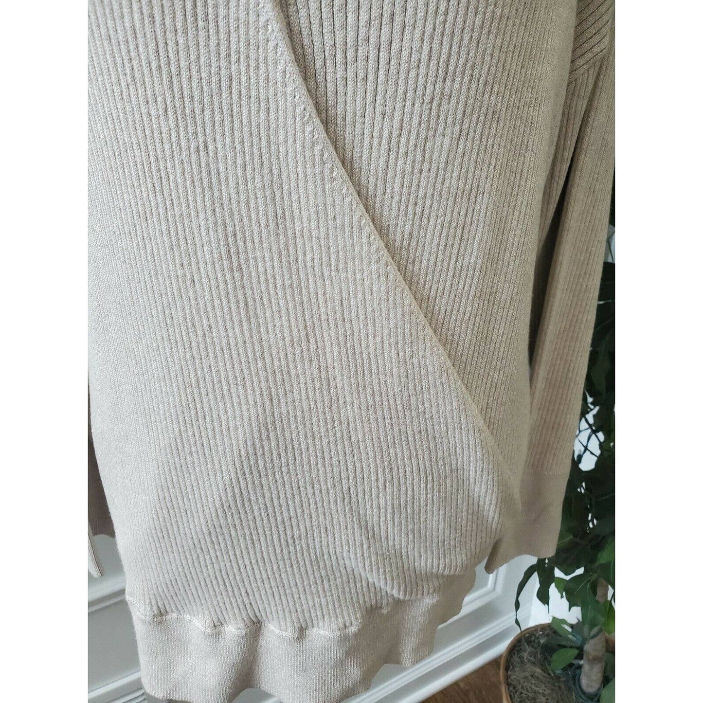 Belldini Women's Cream Viscose V-Neck Long Sleeve Stylish Warm Sweaters Size XL