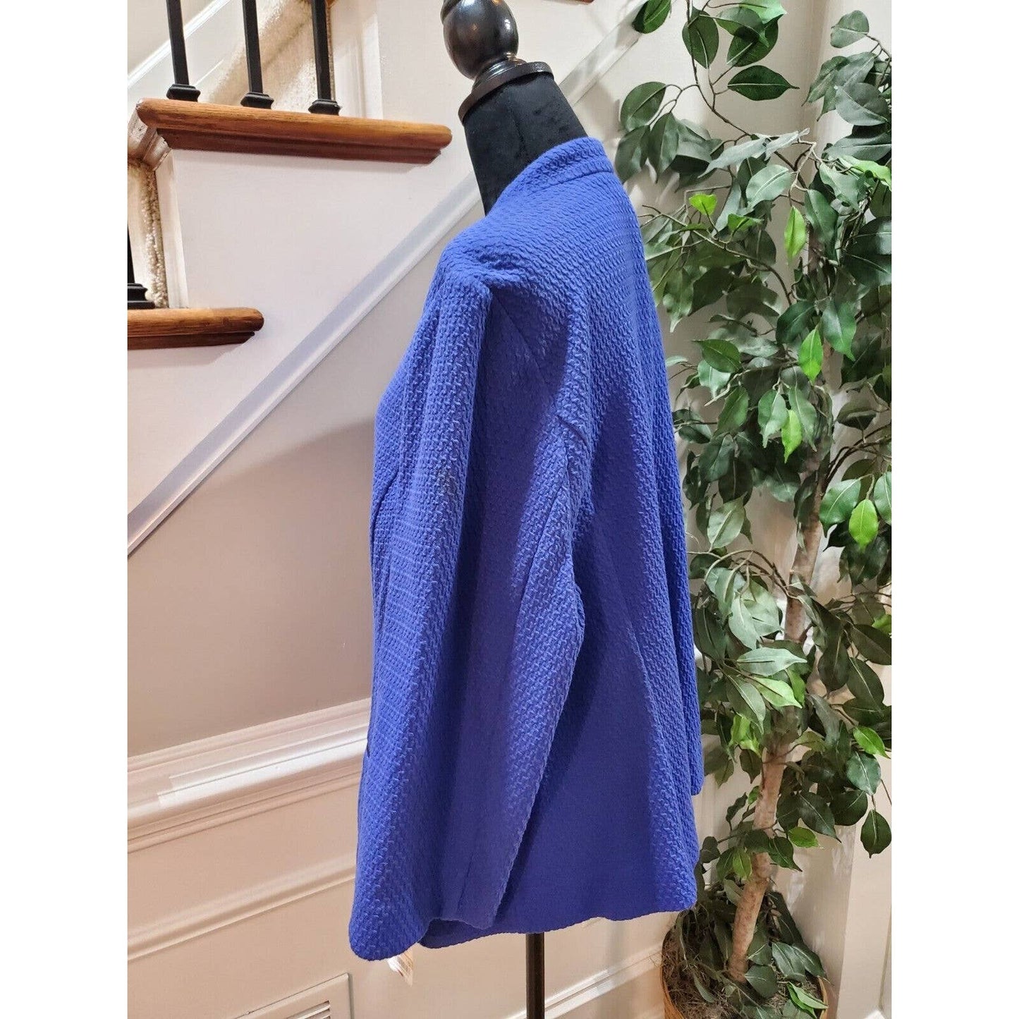 Alfani Women's Blue Cotton Long Sleeve Open Front Casual Jacket Blazer Size 3X