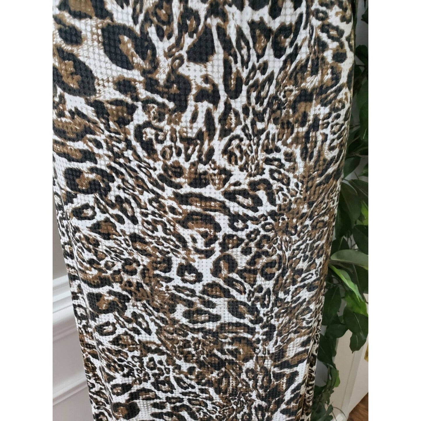Spense Women Leopard Print Viscose Sweetheart Neck Sleeveless Long Maxi Dress S