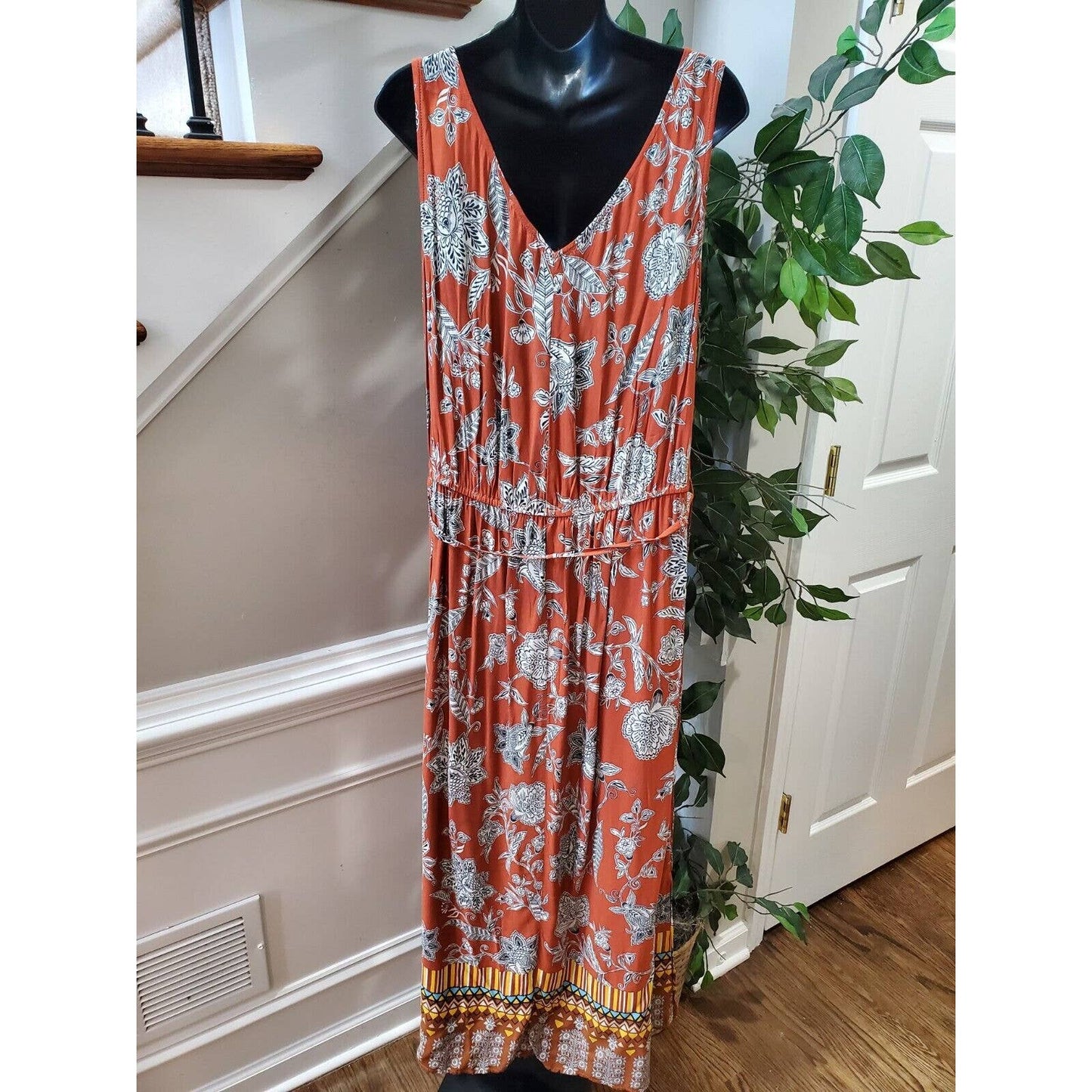 Beach Lunch Lounge Women's Viscose Sweetheart Neck Sleeveless Long Maxi Dress Large