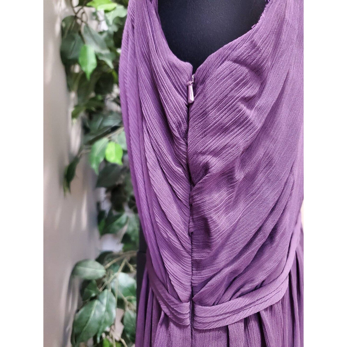 David's Bridal Purple Polyester Round Neck Sleeveless Long Maxi Dress Size 10