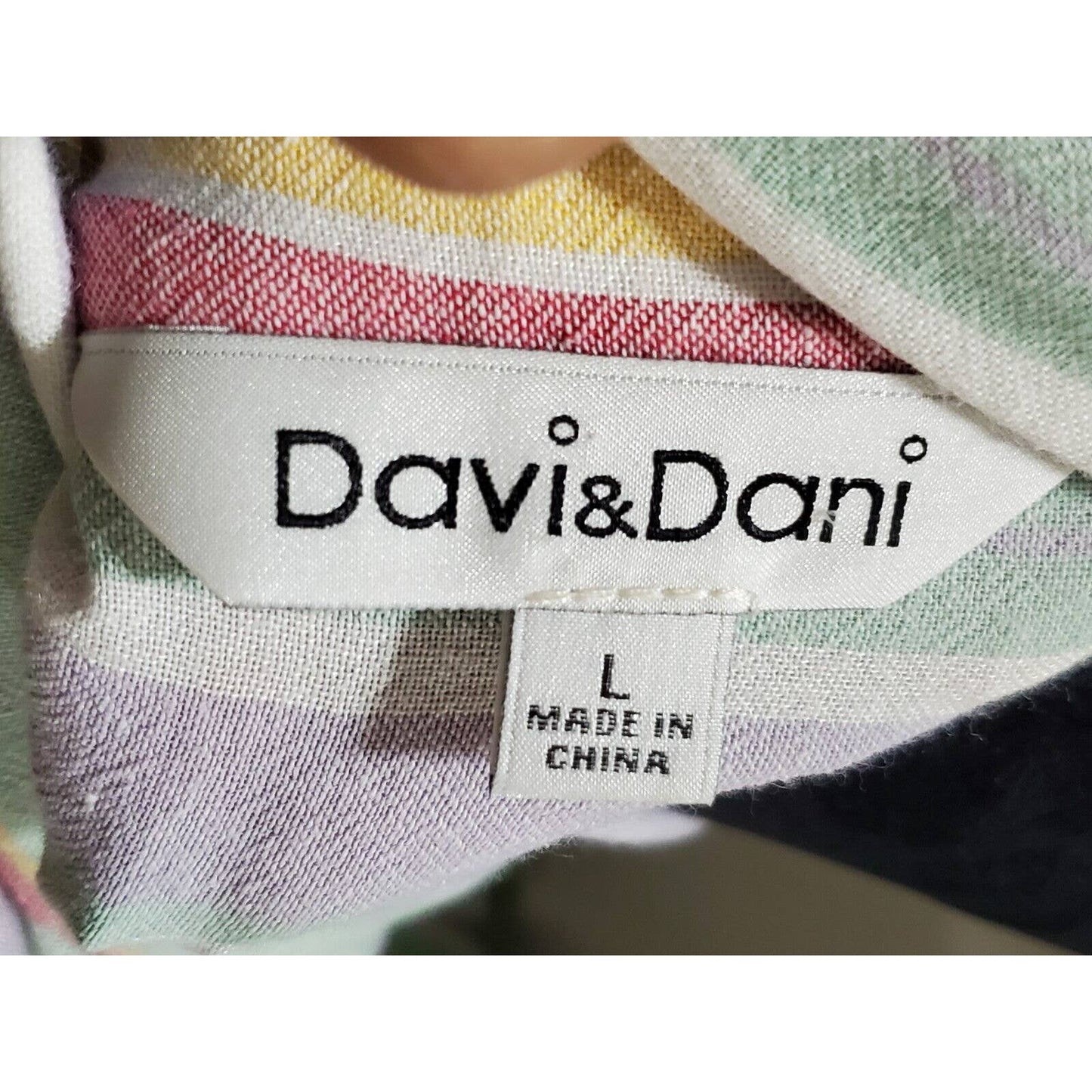 Davi & Dani Multicolor Cotton Collared Short Sleeve Button Down Tunic Shirt L