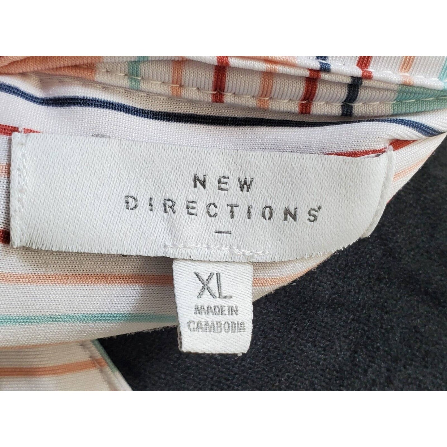 New Direction Women Multicolor Striped Polyester Long Sleeve Casual Top Shirt XL