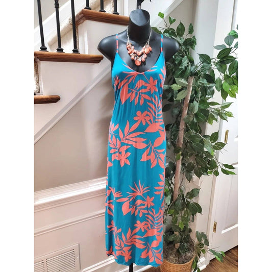 Old Navy Women's Blue Polyester V-Neck Sleeveless Long Maxi Dress Size Medium