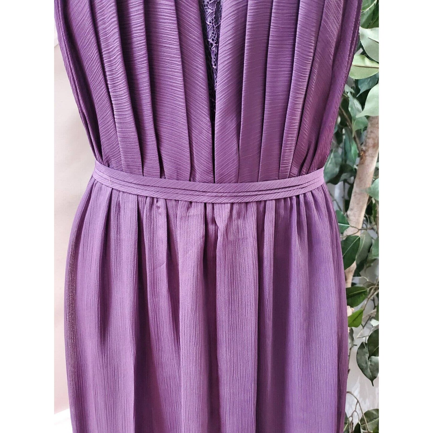 David's Bridal Purple Polyester Round Neck Sleeveless Long Maxi Dress Size 10